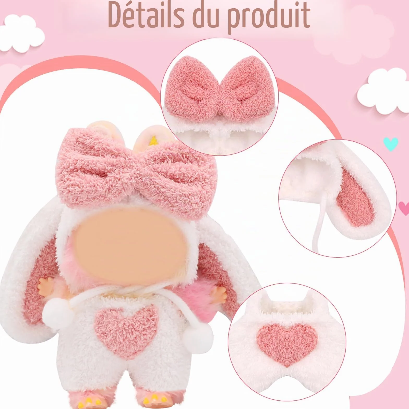Vêtements pour Peluche bubu 17 cm - Pull à Capuche DIY - Cadeaux pour Enfants