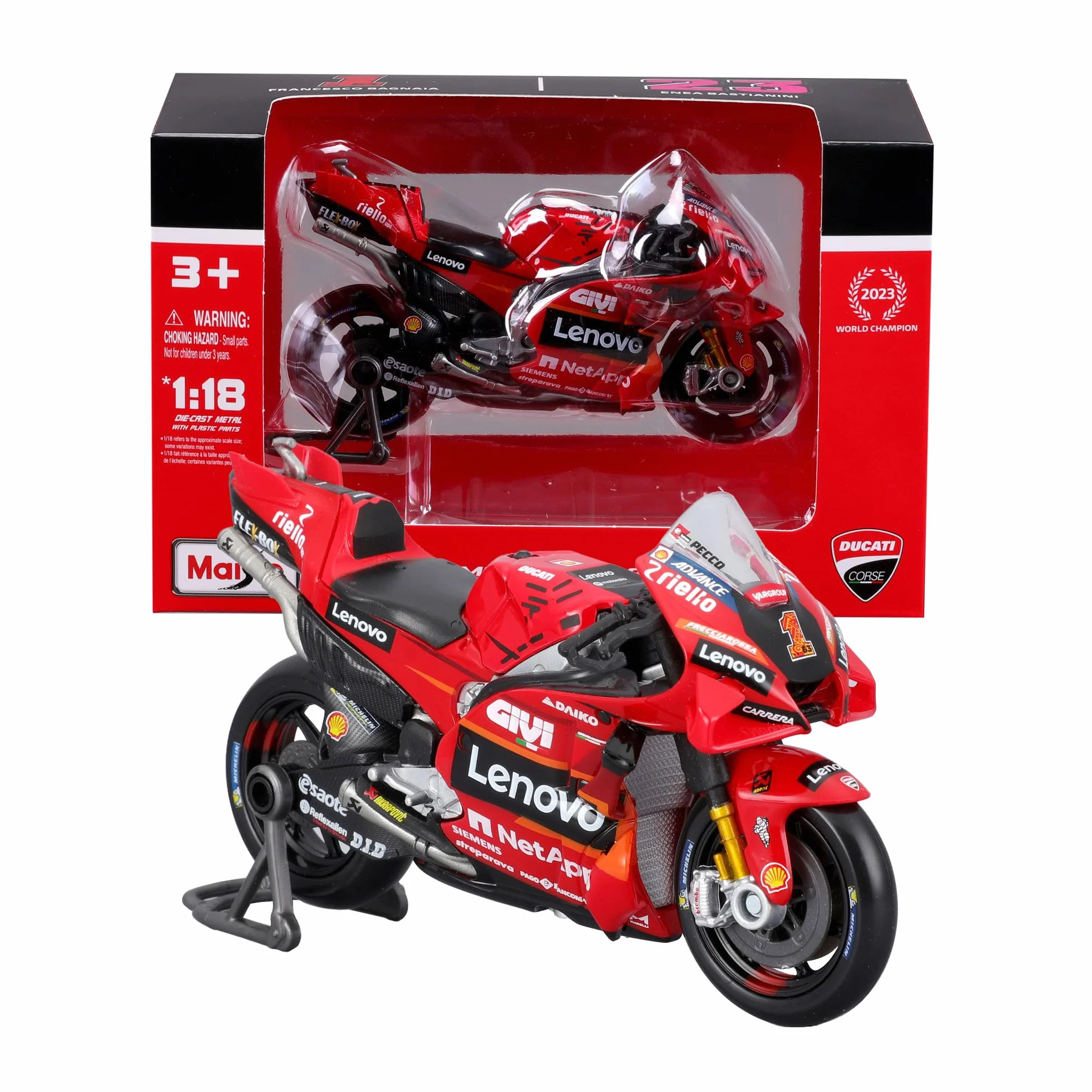 Maquette Ducati Lenovo Team 2023 Bagnaia #1 Échelle 1:18 Officielle 3+