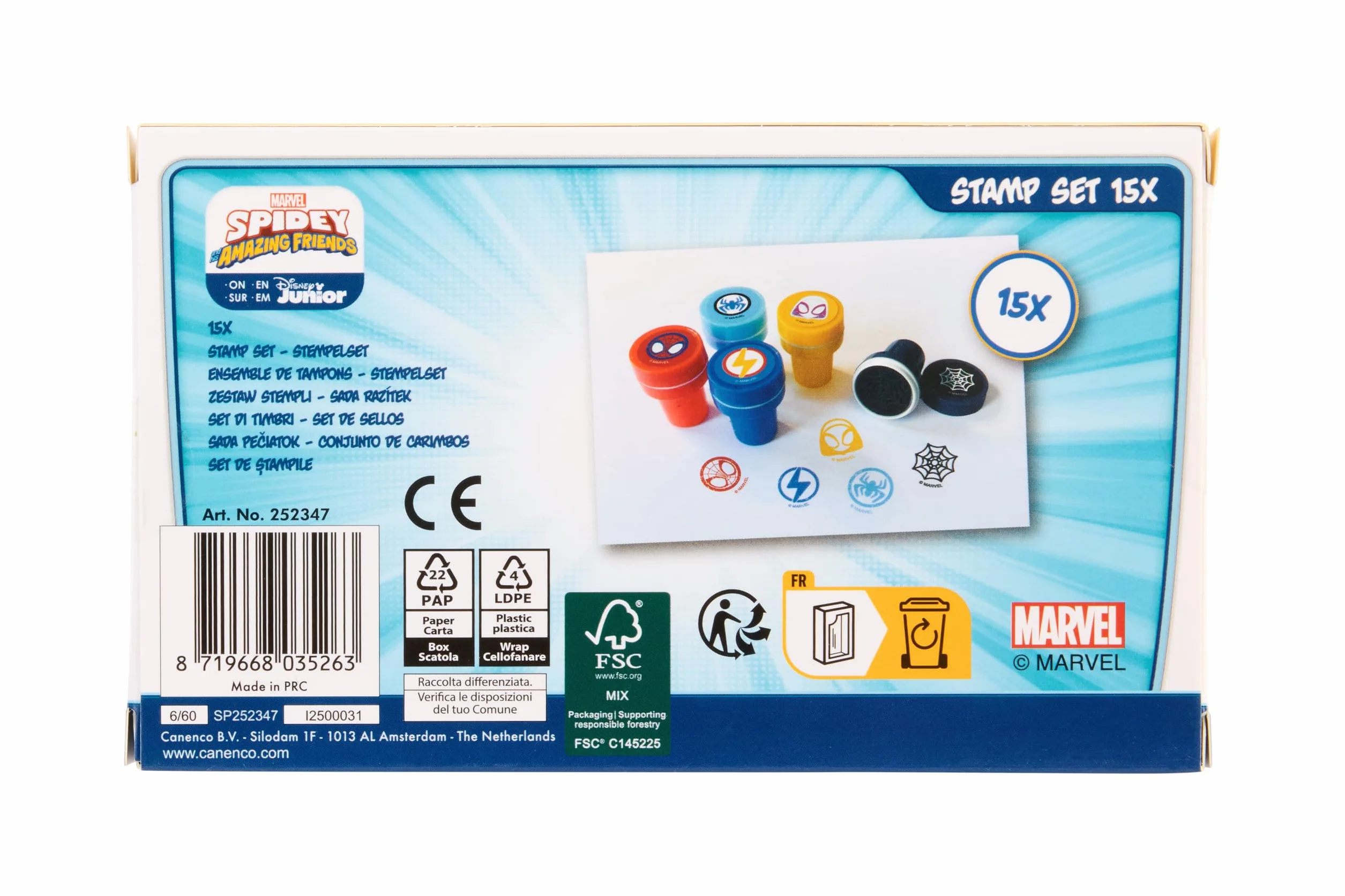 Marvel Spidey et ses super amis Lot de 15 tampons Kit de bricolage pour enfants à partir de 3 ans
