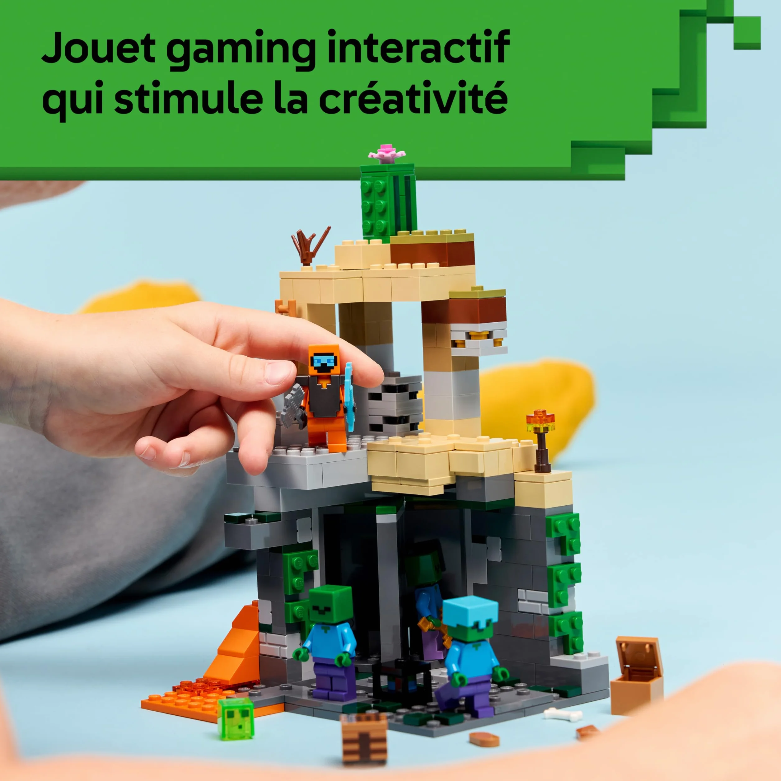LEGO Minecraft Le Donjon de Zombies 21587 Jeu Interactif avec Minifigurine de Vagabond 3 Figurines de Zombies Slime Établi Cadeau Gaming 8 Ans