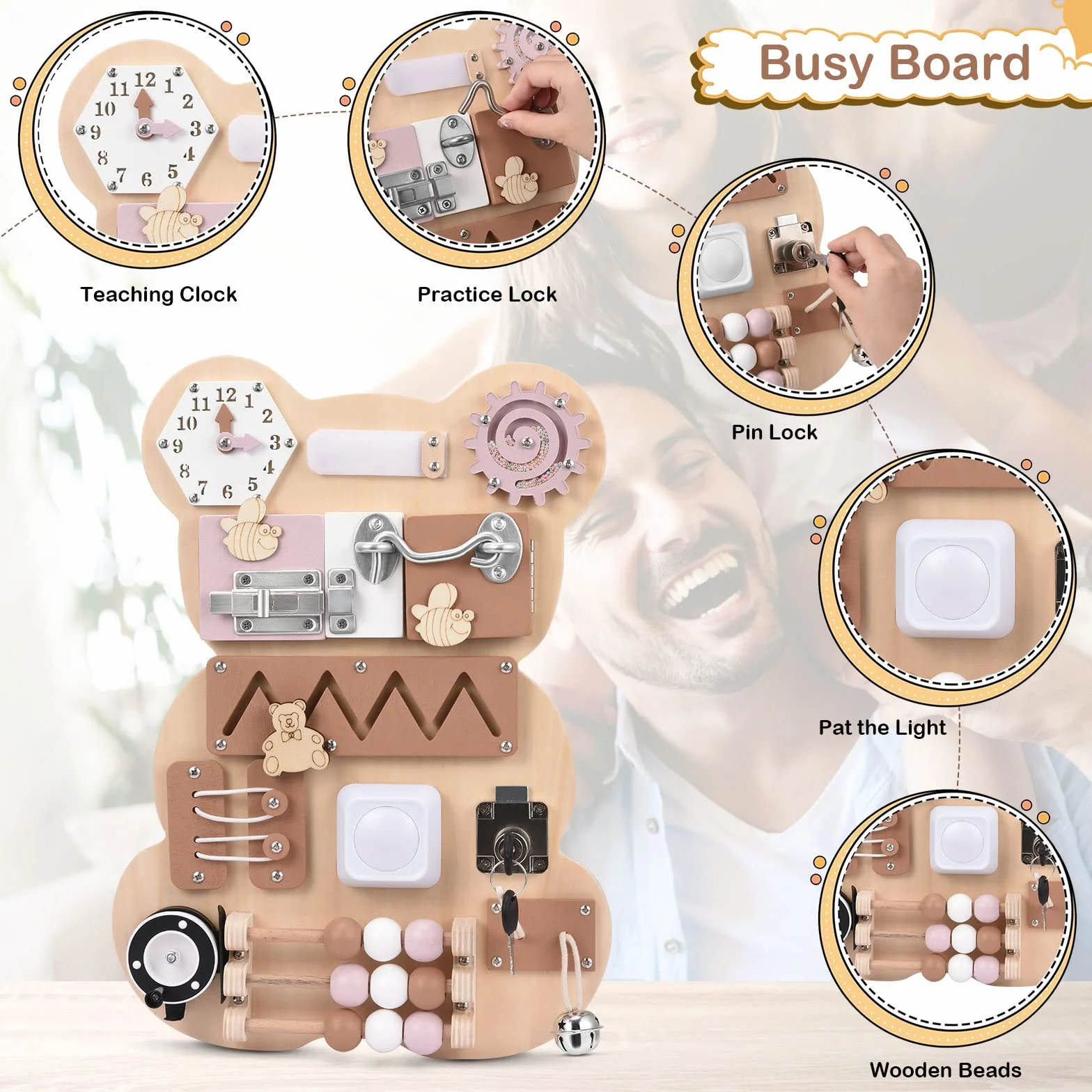Busy Board Tableau Activité Montessori Jouets en Bois Sensorielle pour Tout-Petits