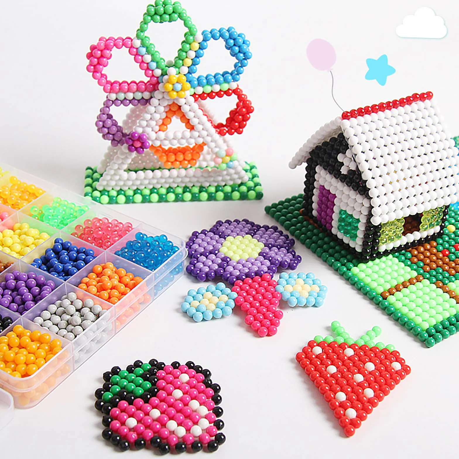 Perles à repasser 48 couleurs EIKEJI 7400 Recharge, brillent dans le noir, pour enfants loisir créatif cadeau