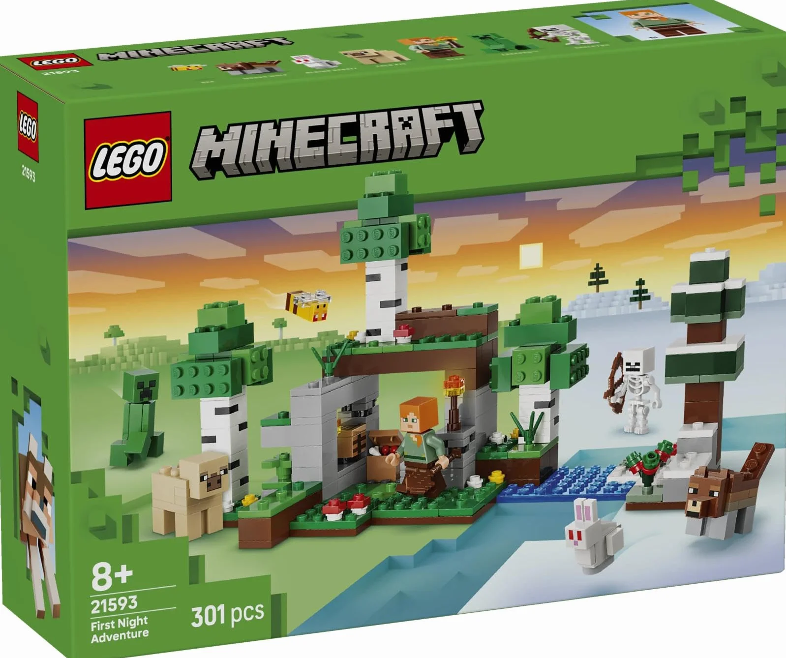 LEGO Minecraft L’Aventure de la Première Nuit 21593 Jeu Interactif 7 Figurines Alex Creeper Squelette Loup des Bois Cadeau Gaming 8 Ans