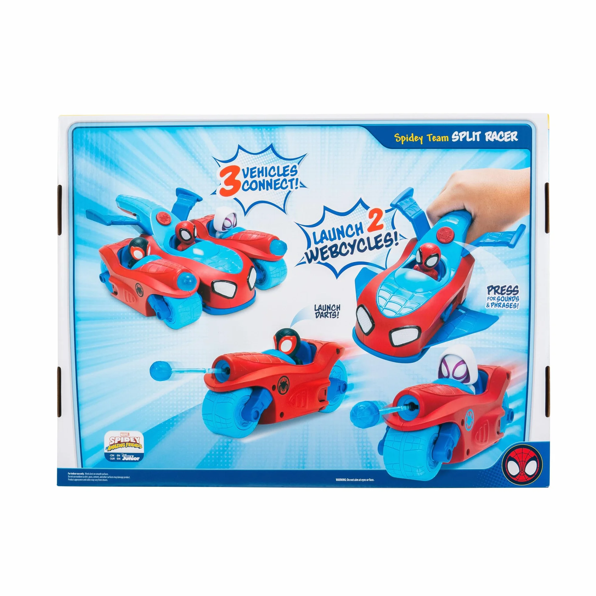Marvel Spidey Team Split Racer – Véhicule 3 en 1 de 21,6 cm avec fléchettes et Effets sonores