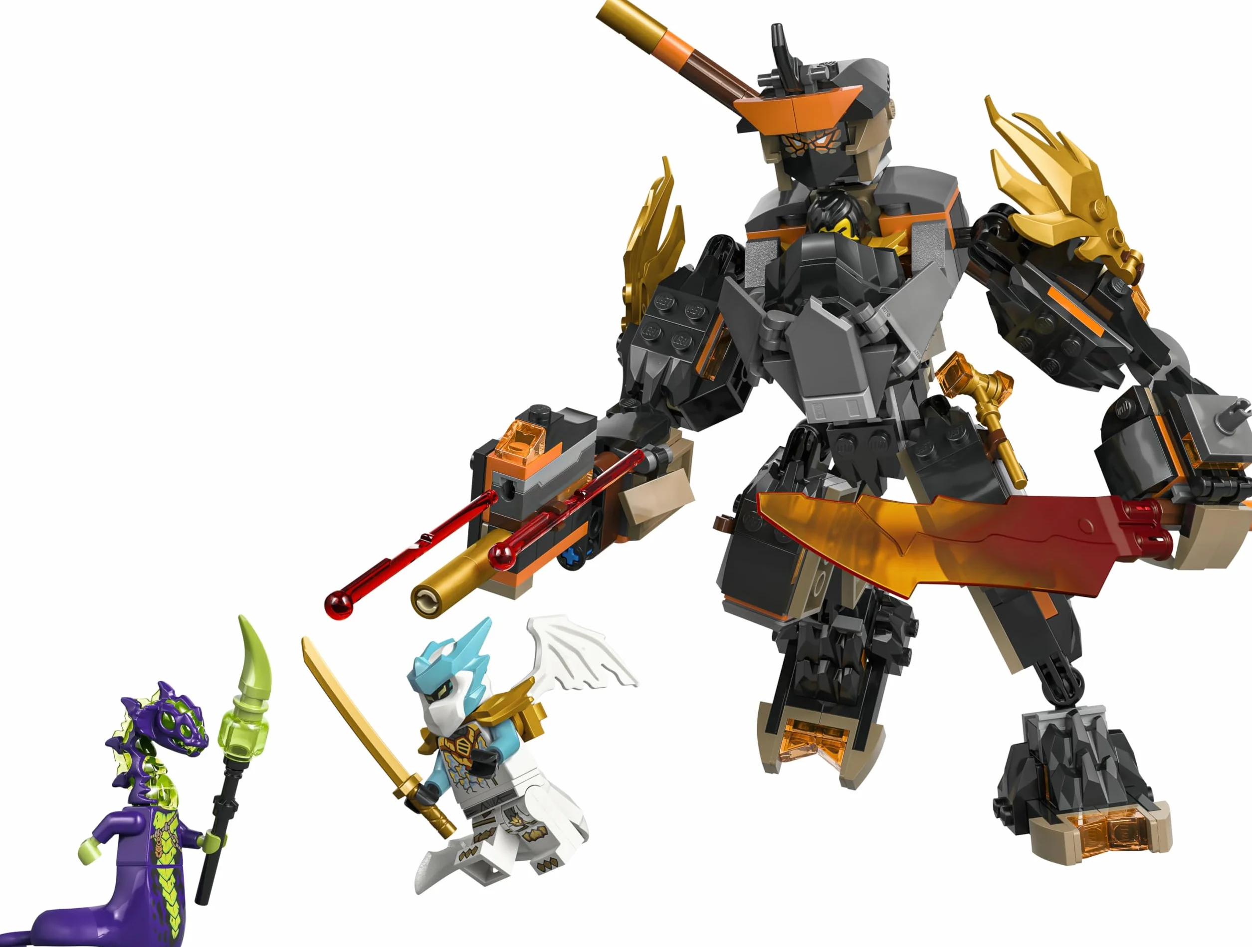 LEGO Ninjago La Mission du Robot Cole et du Dragon Zane Jouet Ninja Figurine d'action 3 Minifigurines Sabre Cadeau Garçon 7 Ans 71854