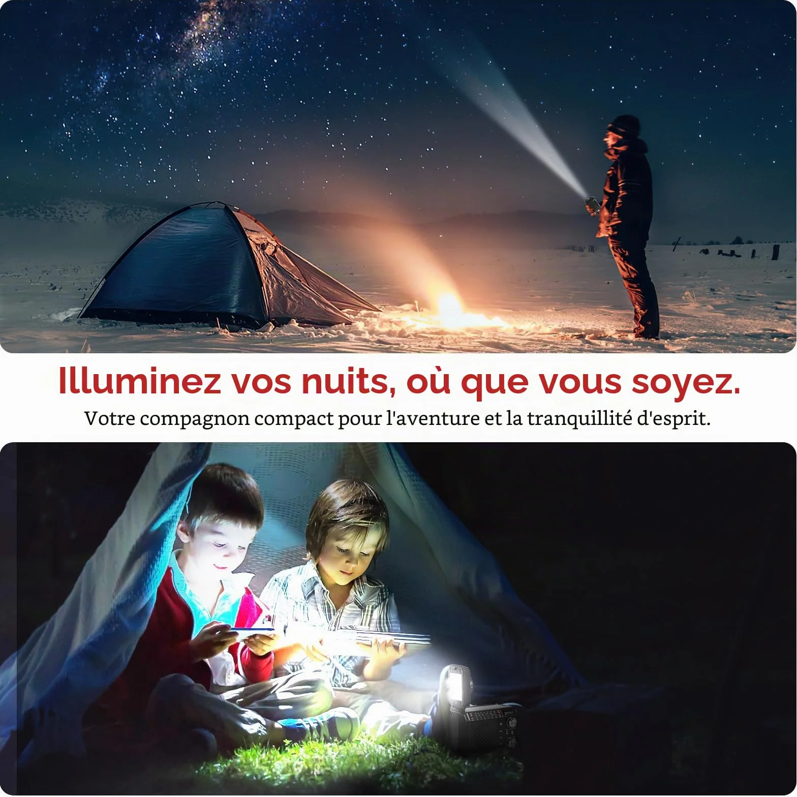 Radio de Survie à Manivelle avec Power Bank 2600mAh, Radio Solaire Dynamo AM/FM/OC, Lampe Torche SOS Rechargeable USB - Noir