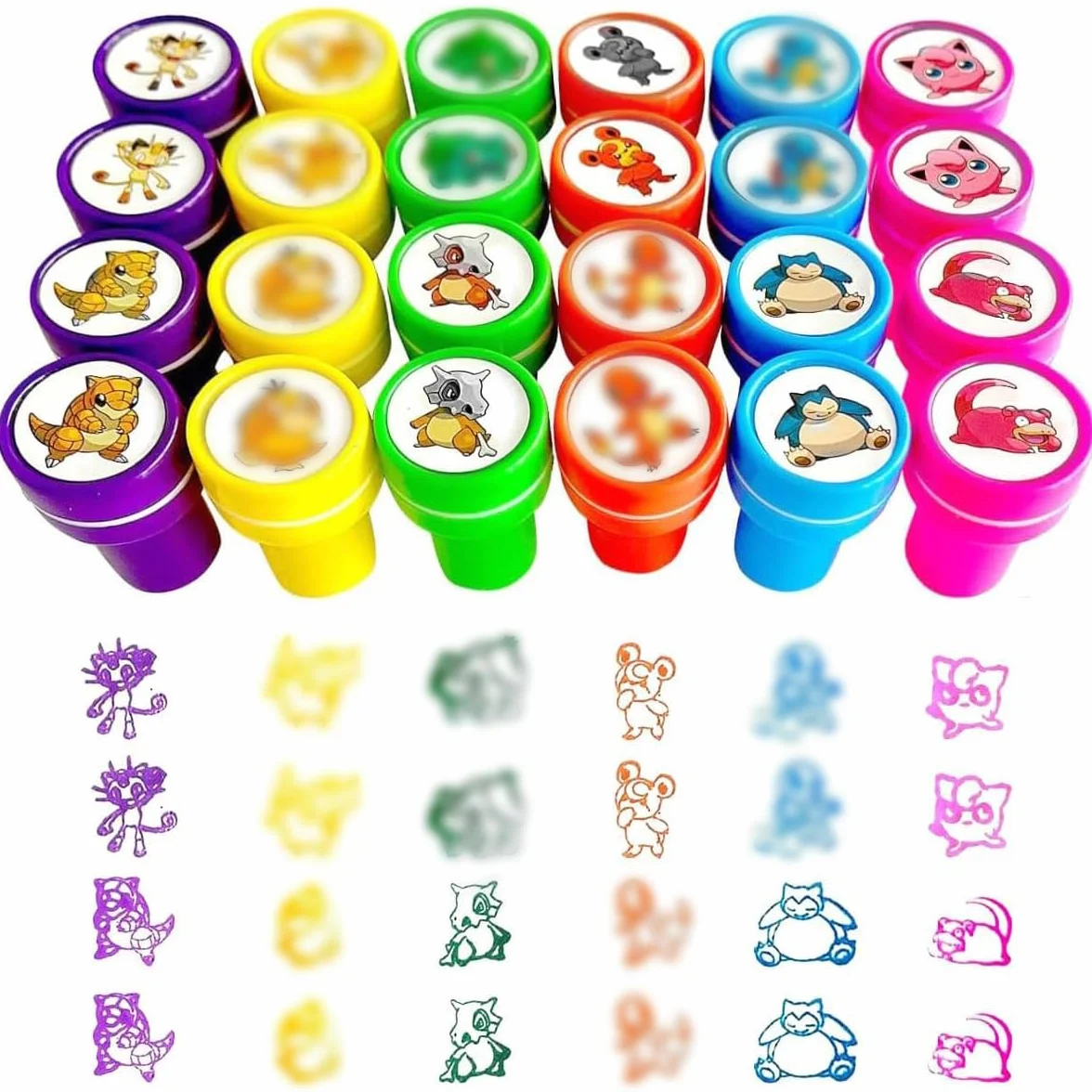 LGZIN Lot de 24 Tampons Enfants Animaux Coffret Tampon Encreur Motif Dessin Animé