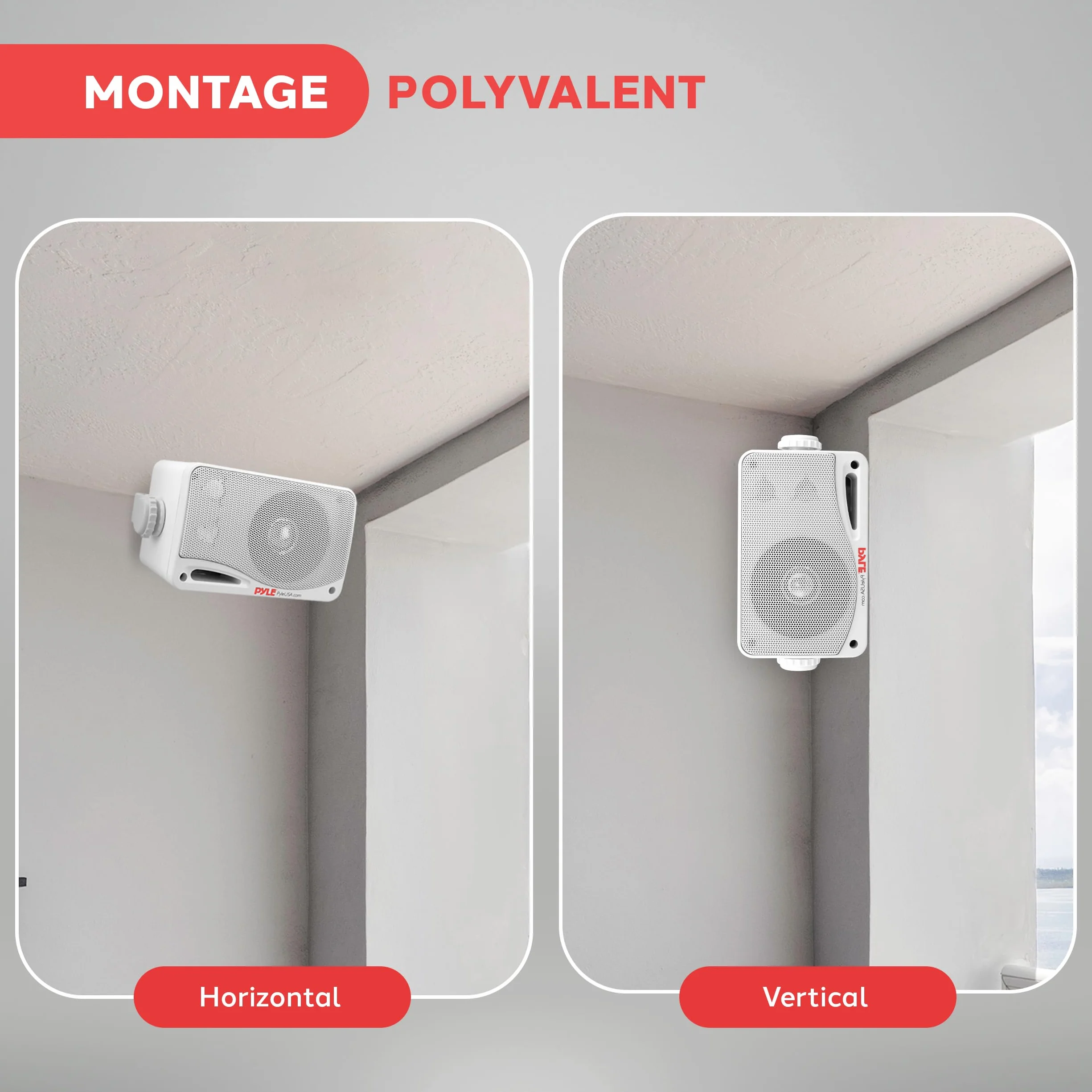 Pyle Enceinte d’Extérieur Bluetooth 200W, Paire d’Enceintes Actifs et Passifs 3 Voies, Blanc