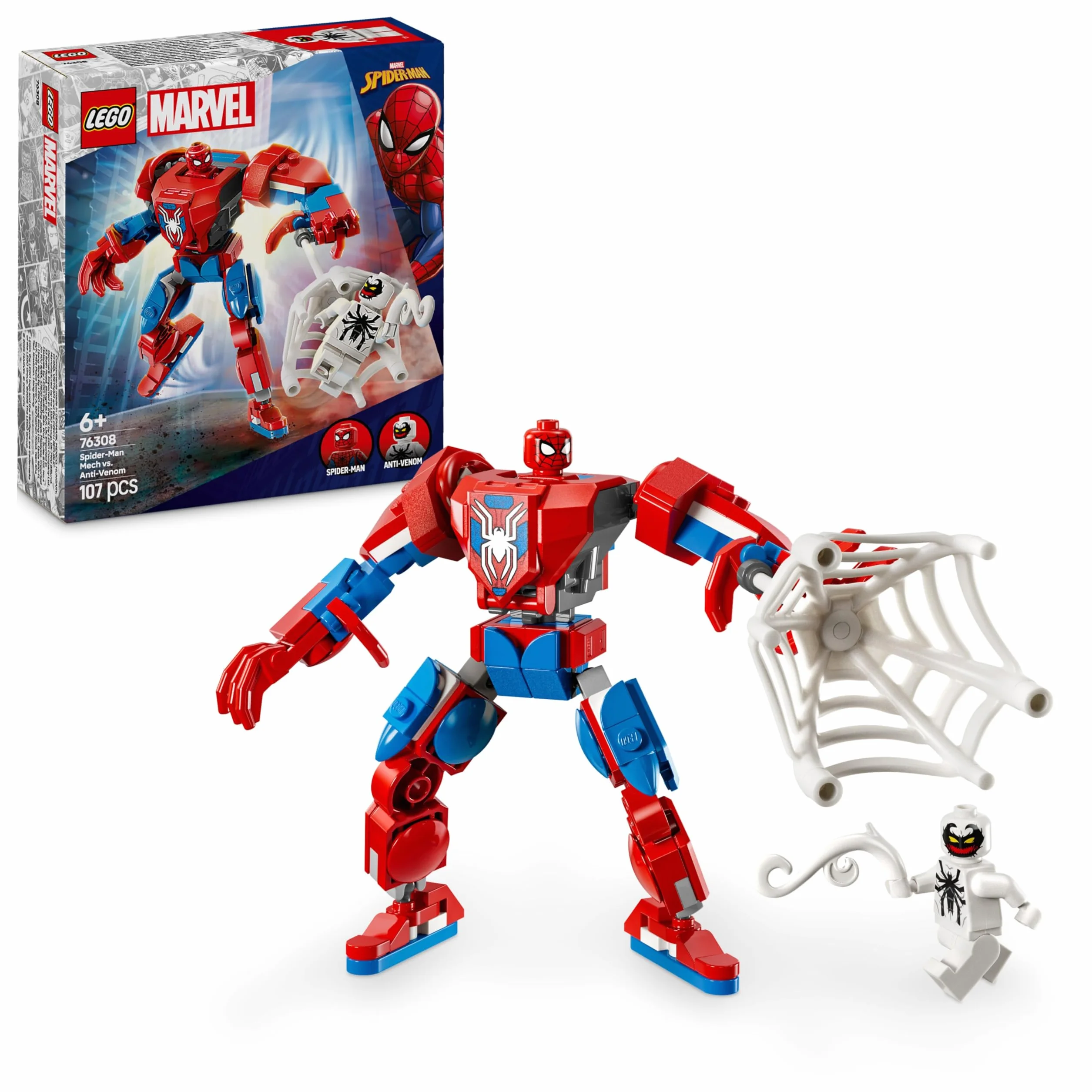 LEGO Marvel Spider-Man Mech vs. Anti-Venom 76308 Building Toy with 2 Minifigures for 6+ Year Old Boys and Girls