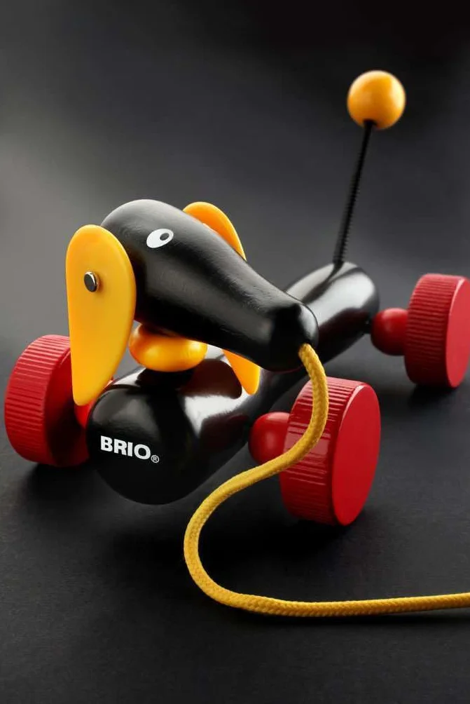 BRIO Jim Le Teckel Chien à tirer en bois certifié FSC® Jouet d'éveil premier âge Stimule la marche Pour enfant à partir de 12 mois