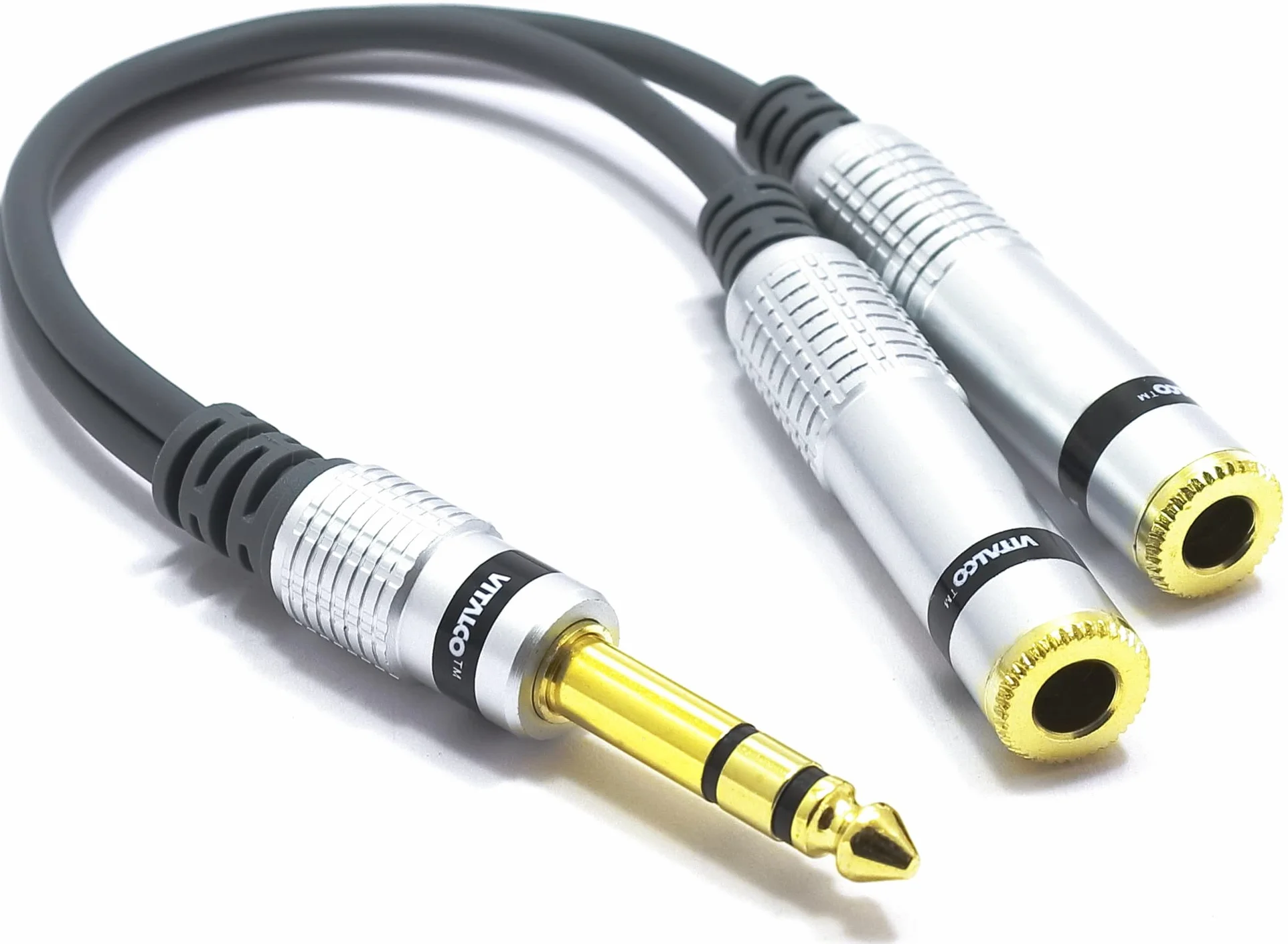 Adaptateur Jack 6,35mm Stéréo mâle vers 2X Jack TRS Femelle Câble Y Splitter 15cm