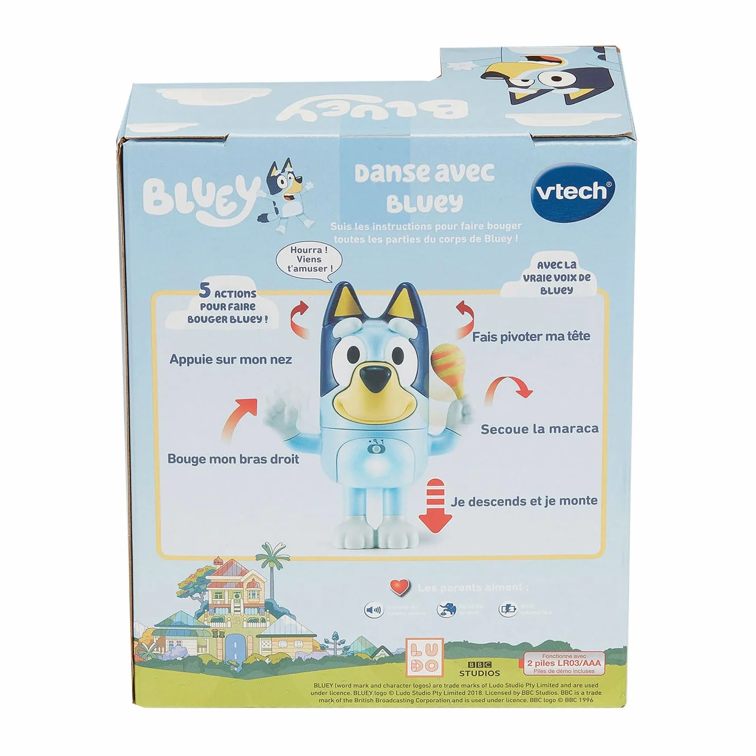 VTech Danse avec Bluey Figurine Parlante 17 cm Jouet Interactif Bluey Qui Danse Jeu Musical Cadeau Enfant 3-7 Ans Français