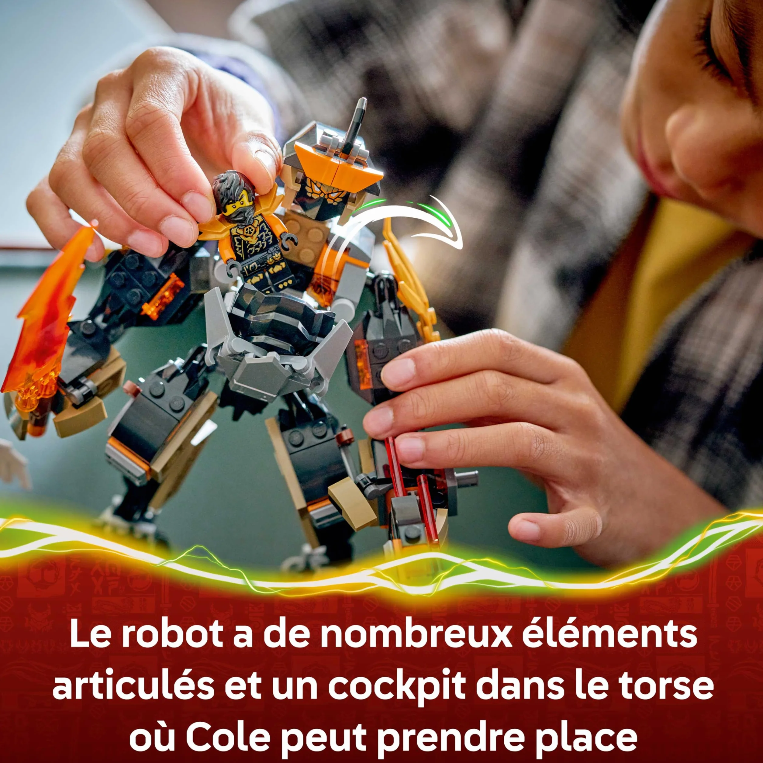 LEGO Ninjago La Mission du Robot Cole et du Dragon Zane Jouet Ninja Figurine d'action 3 Minifigurines Sabre Cadeau Garçon 7 Ans 71854