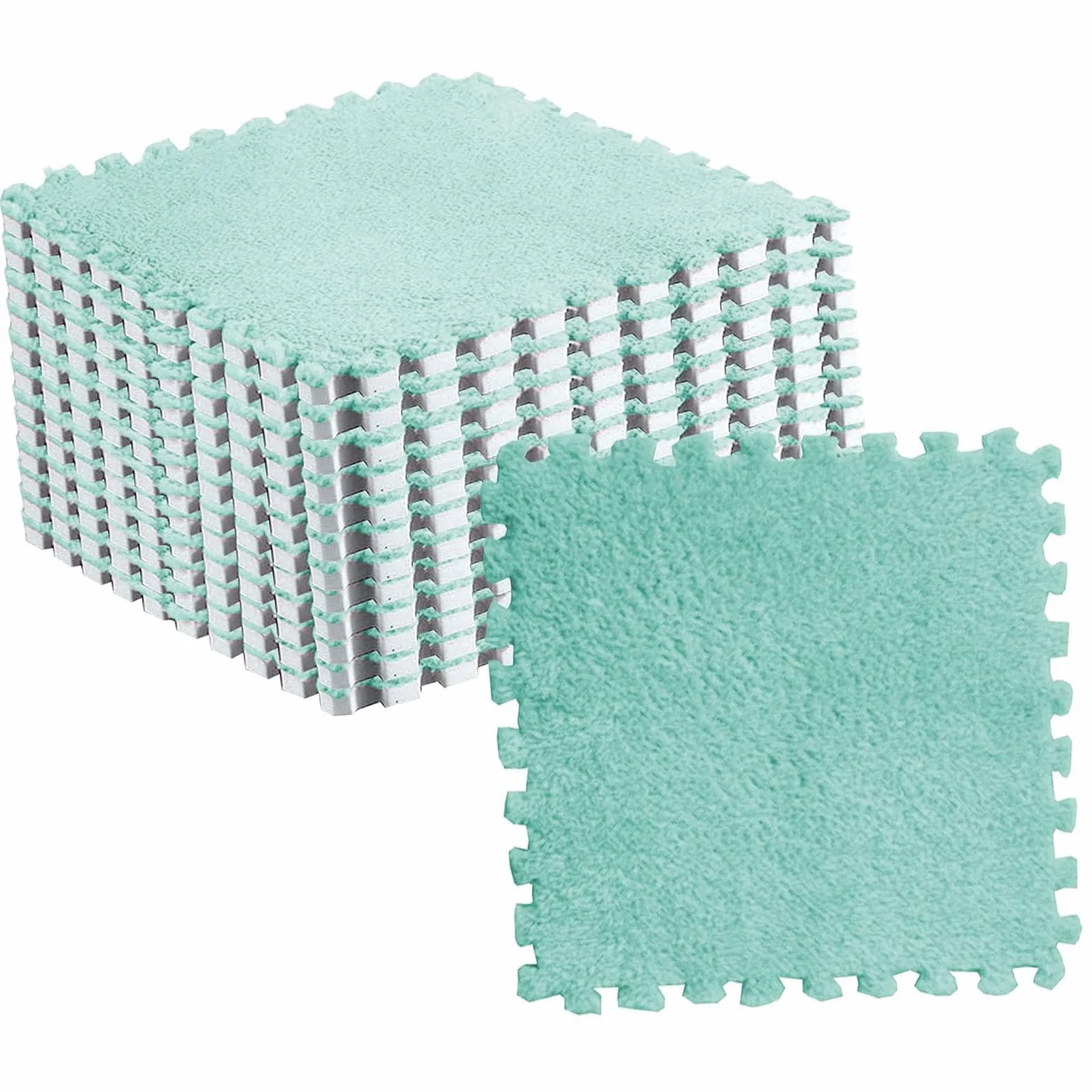 Tapis de Sol en Mousse Puzzle 30x3cm Menthe Verte, Tapis de Jeu Antidérapant