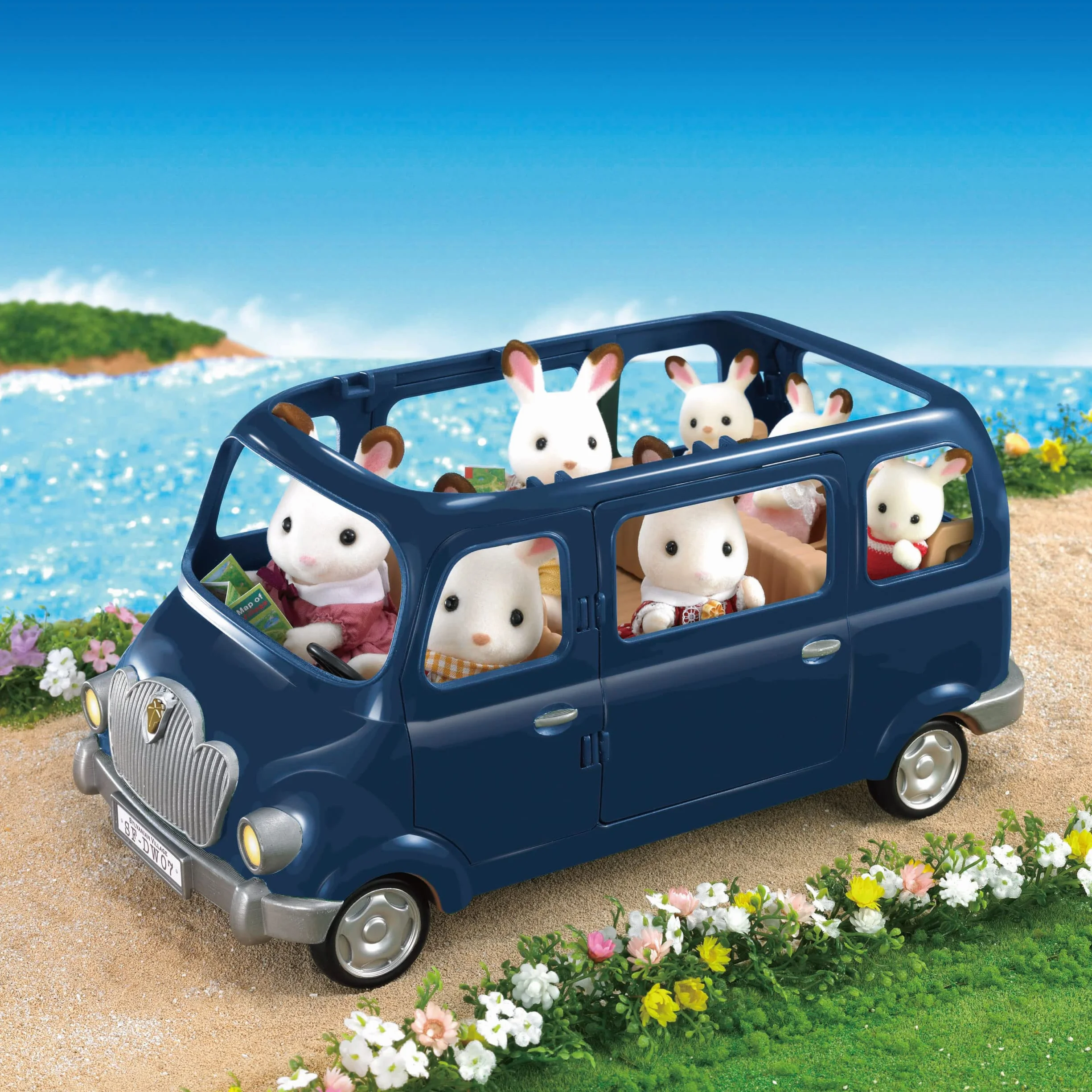 Sylvanian Families Le monospace 7 places Set + de 10 accessoires Véhicule jouet enfant 3 ans et +