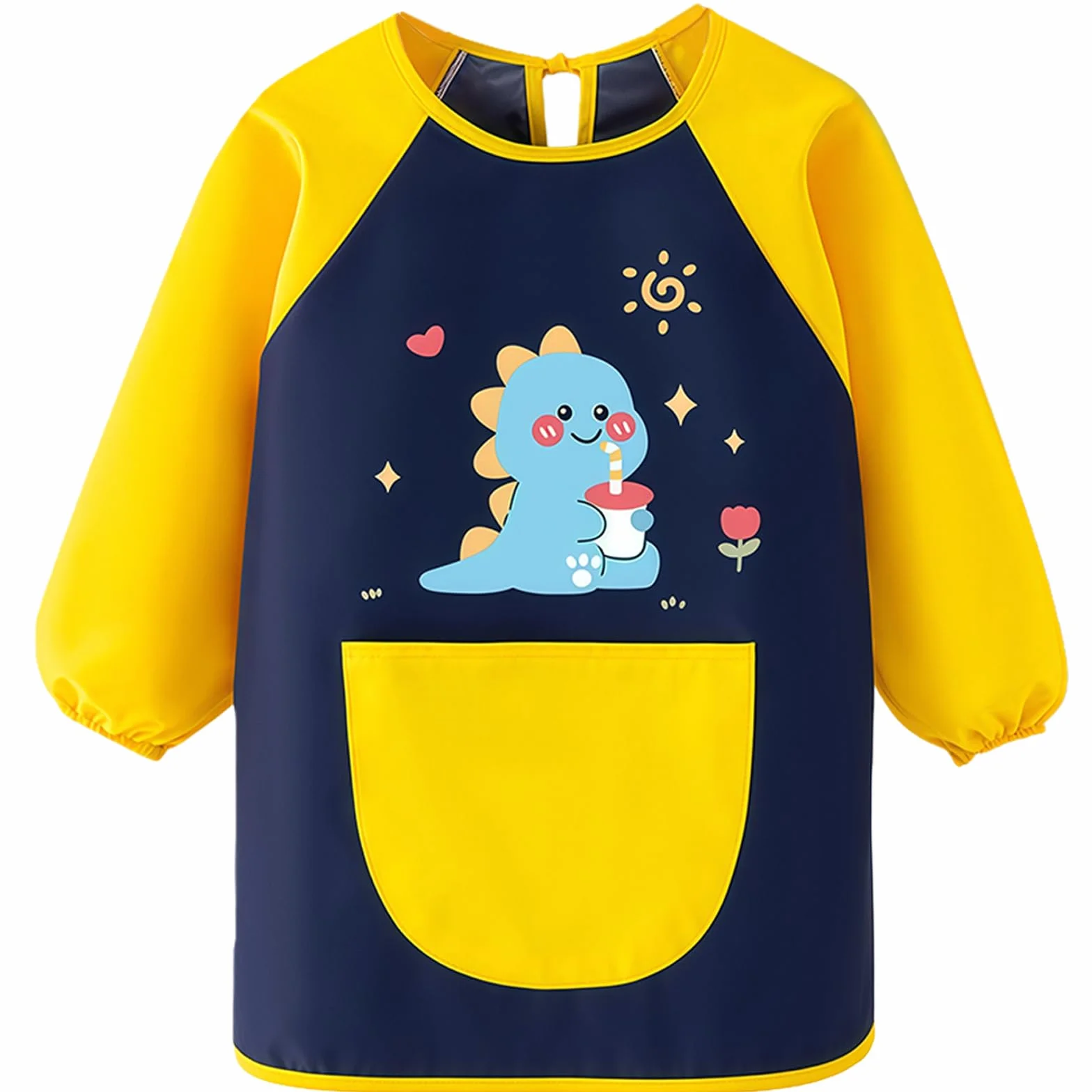 Tablier Peinture Enfant 3-8 Ans Imperméable avec Poches pour École Cuisine Garçon Fille Dinosaure