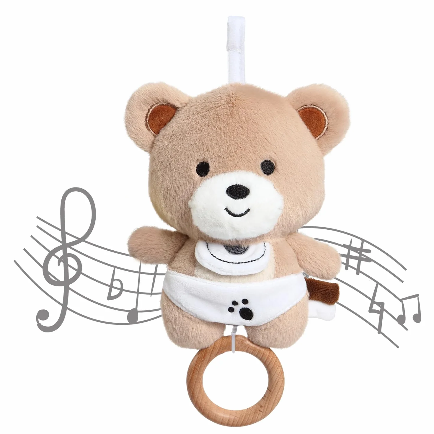 Peluche Bébé Ours avec Musique Douce pour Poussettes et Berceaux