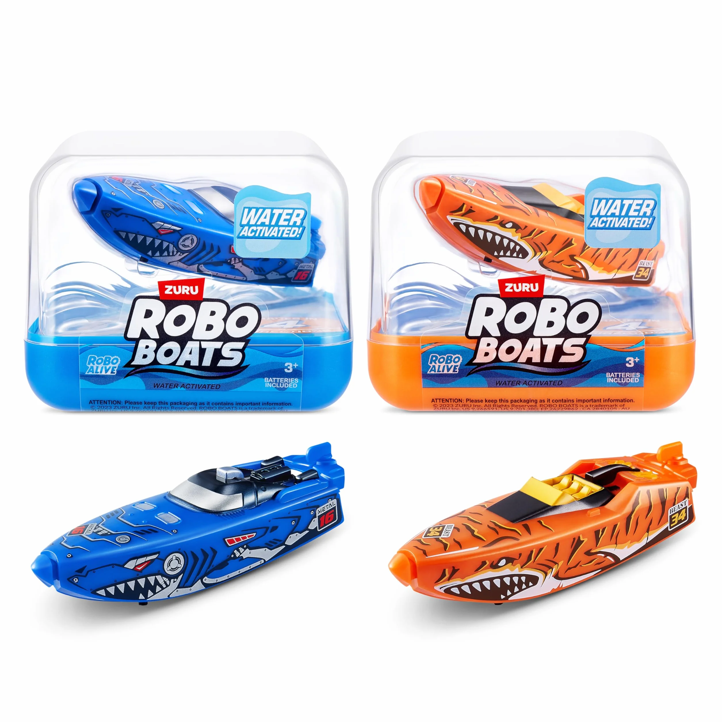 Robo Alive Robo Boats Requin Tigre & Requin Robot Paquet de 2