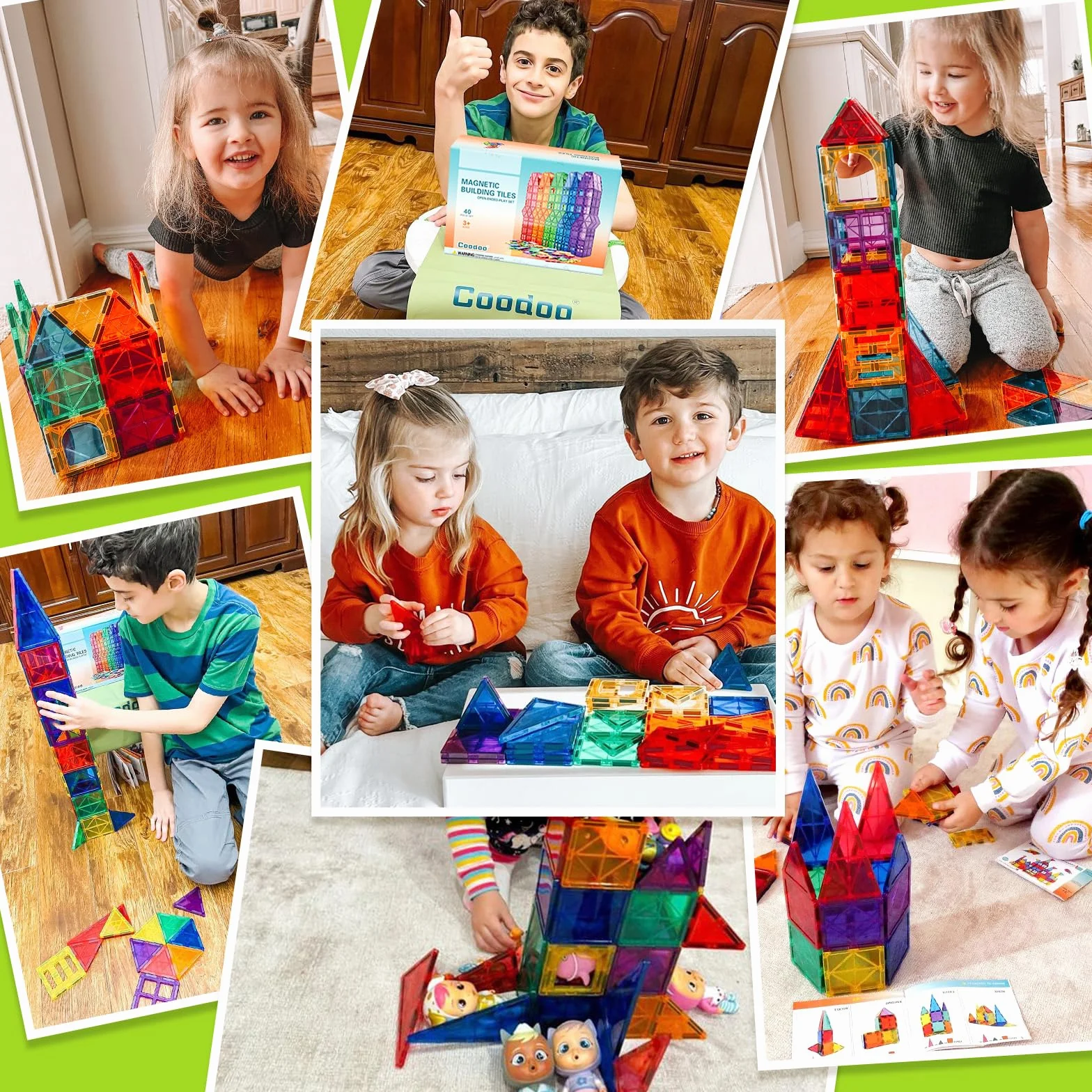 Carreaux magnétiques Jouets de construction Montessori pour enfants 3+ ans