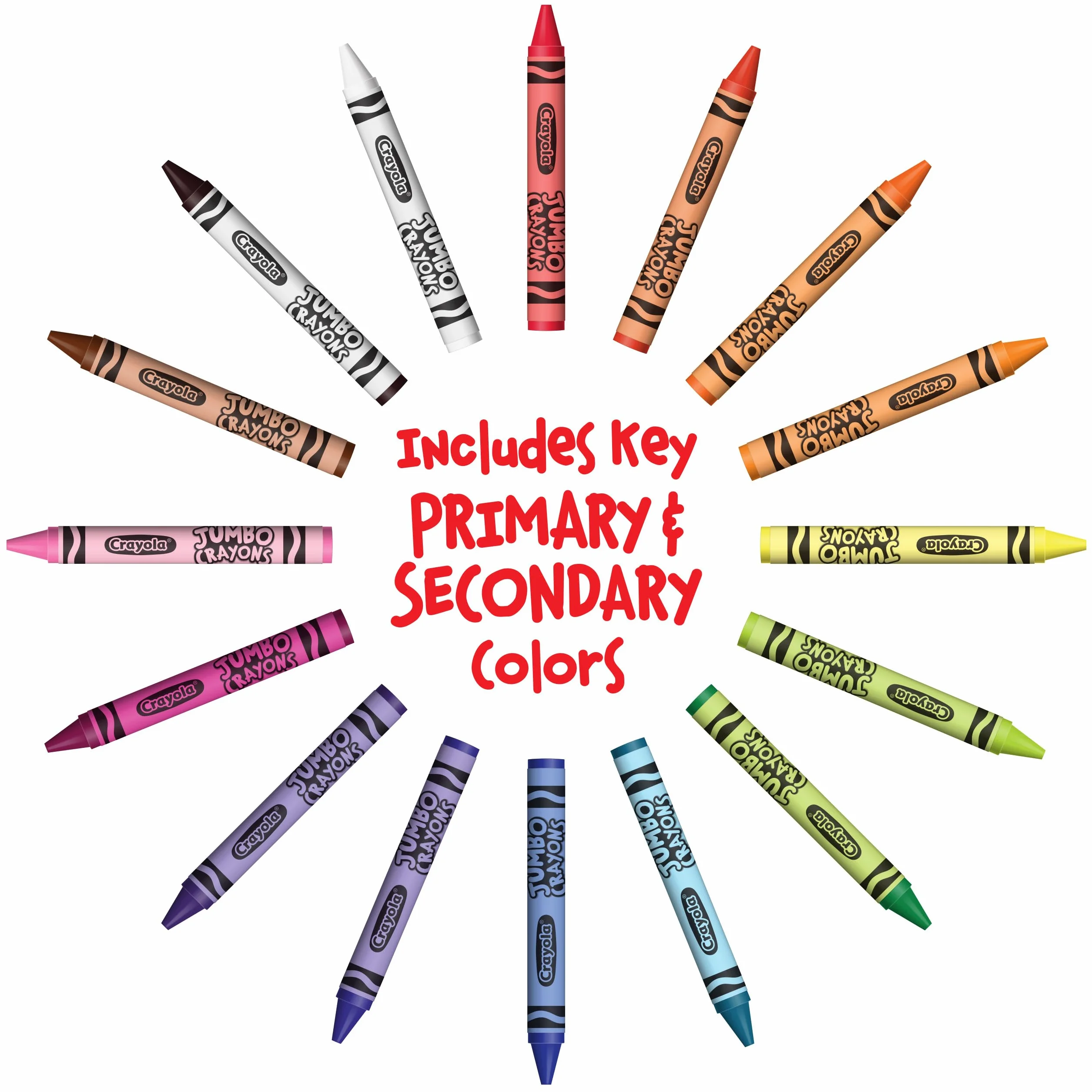 CRAYOLA 28 Crayons gras format Jumbo en Pot refermable Couleurs Assorties