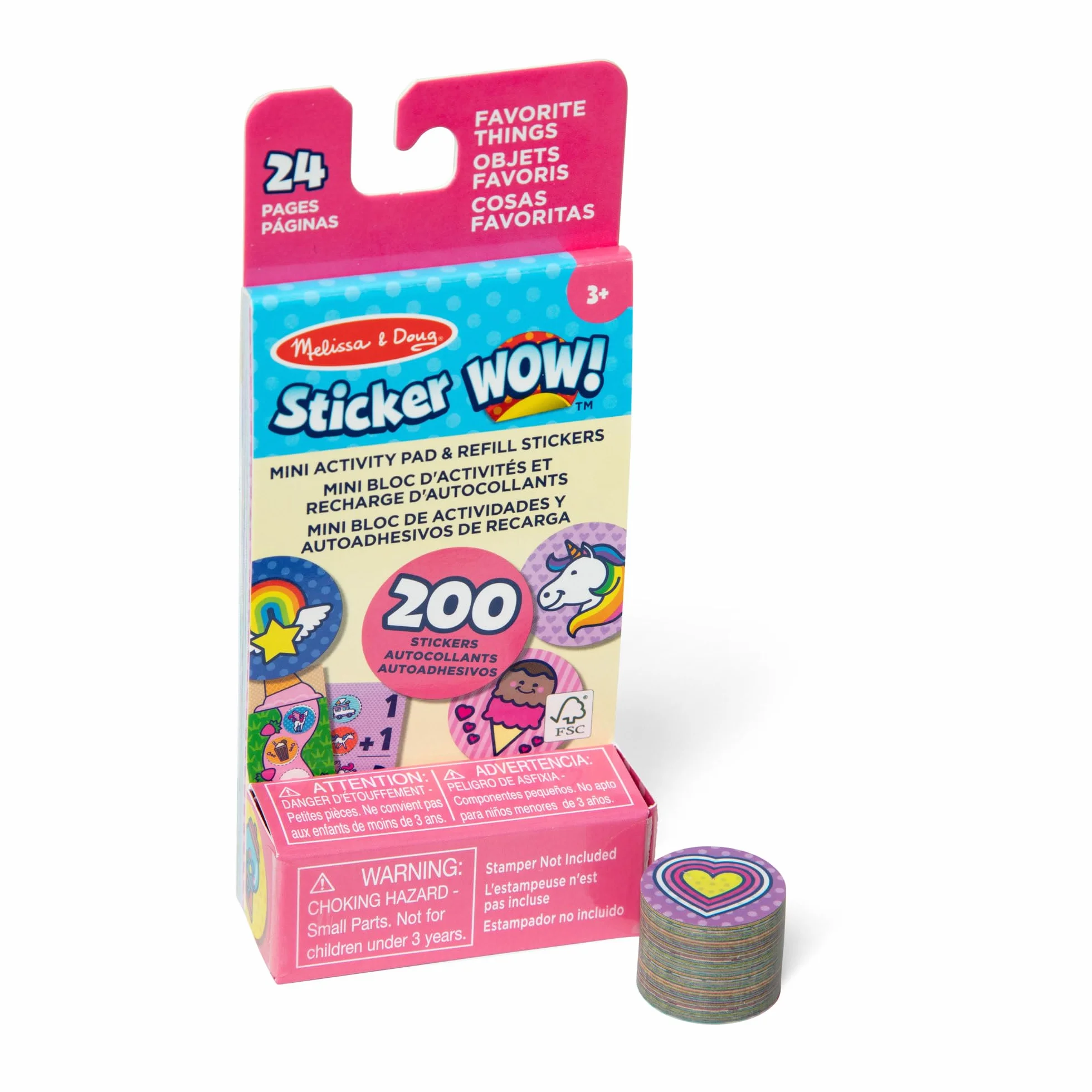 Melissa & Doug Sticker Wow Mini Bloc D’Activités + Recharge 200 Autocollants pour Tamponneuse À Stickers - Activité Manuelle Enfant 3 Ans+