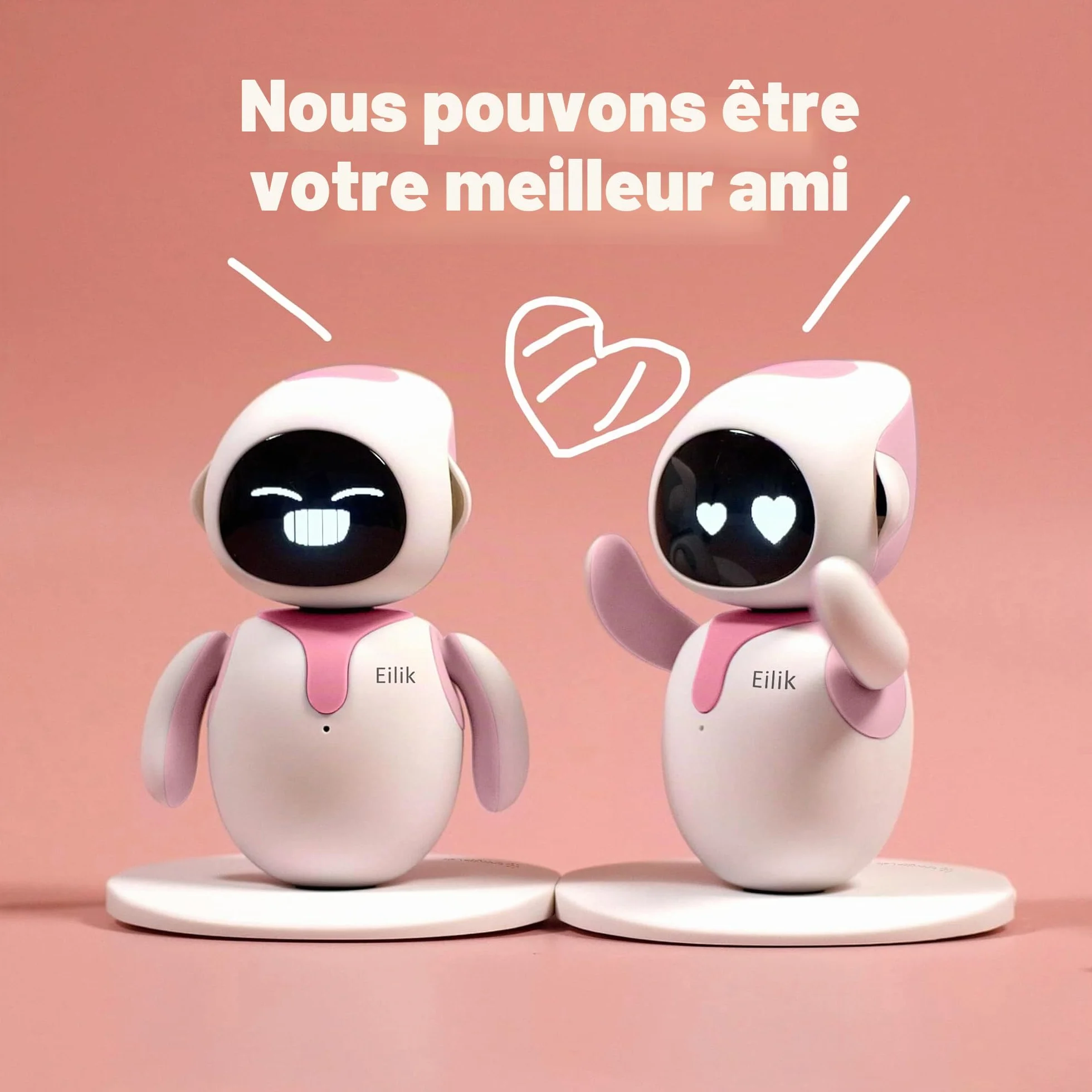 ENERGIZE LAB Eilik Rose Robot de Compagnie Interactif pour Enfants et Adultes