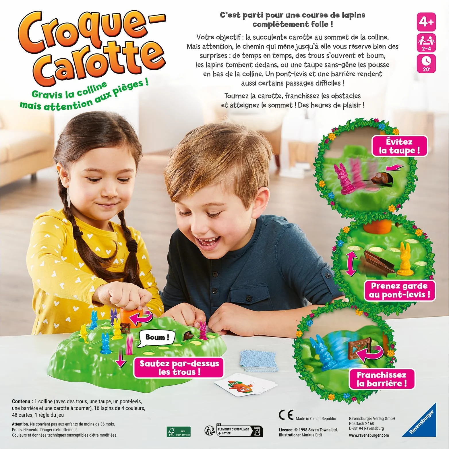 Ravensburger Croque Carotte Jeu de Société Rigolo 2-4 Joueurs dès 4 Ans Course de Lapins