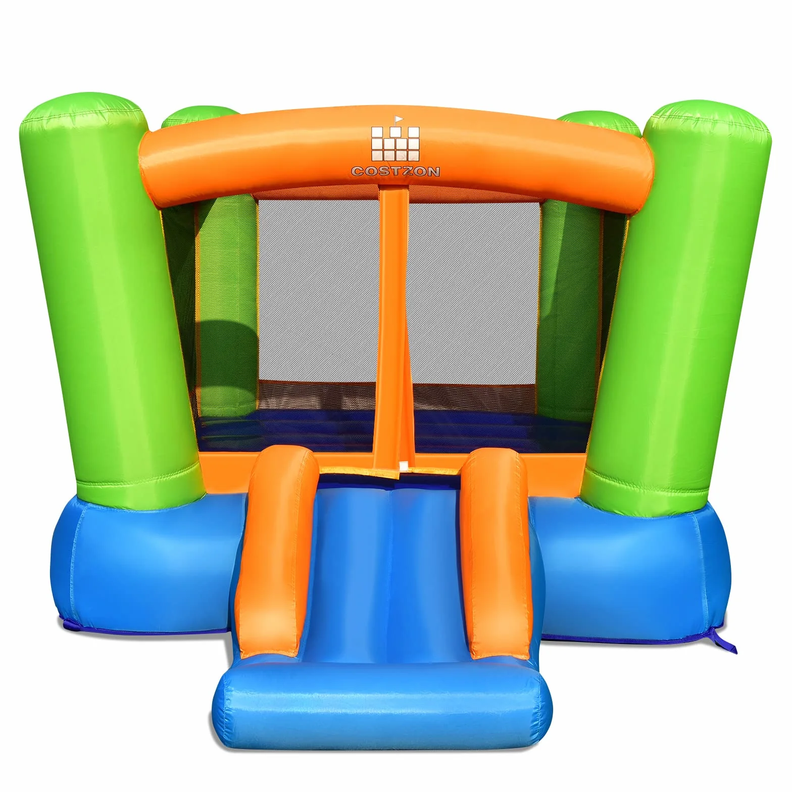 COSTWAY 2 en 1 Château Gonflable avec Toboggan, Aire de Jeux 250x197x143 cm