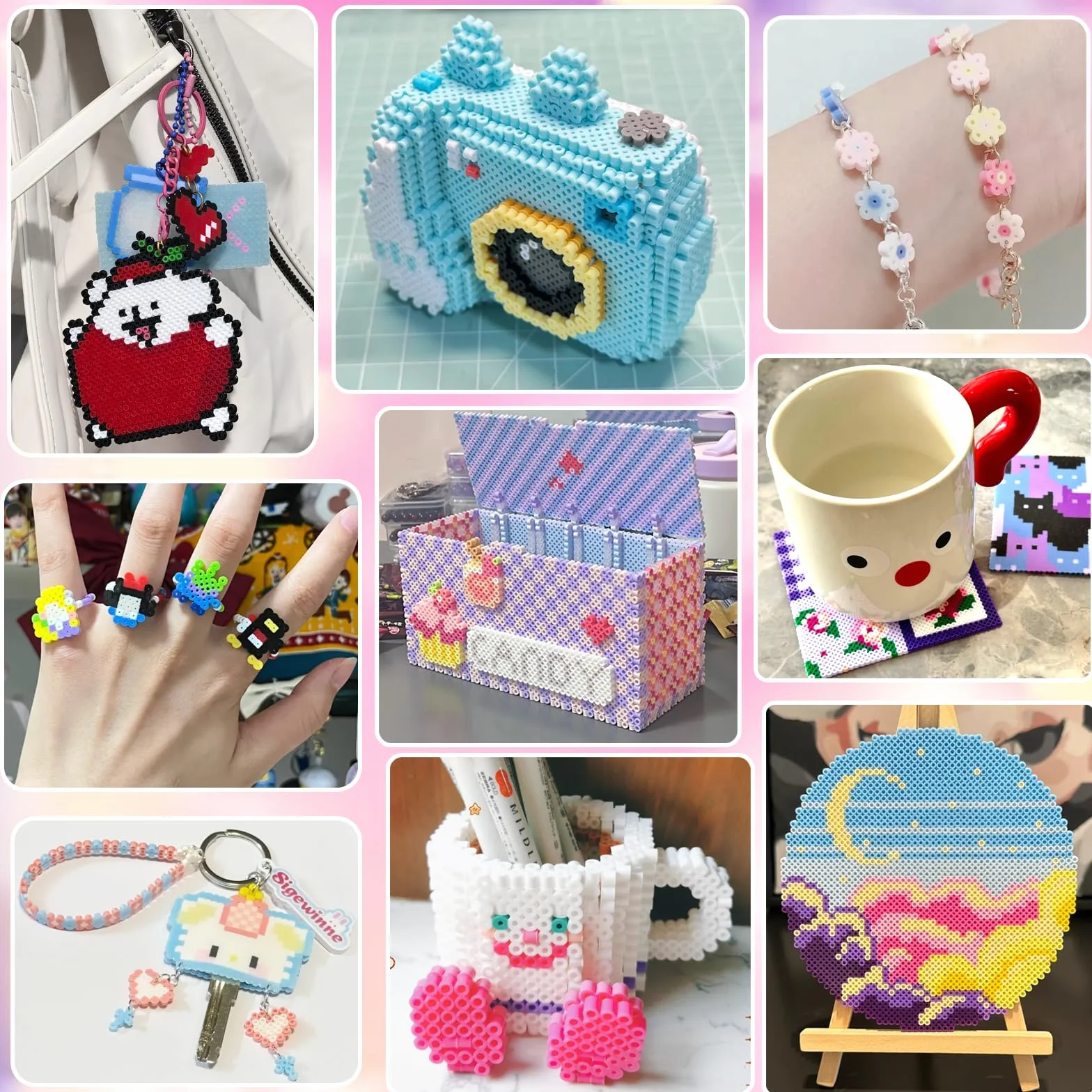 Perles à Repasser 5mm 48 Couleurs avec 2 Boîtes de Rangement et Accessoires DIY Bijoux