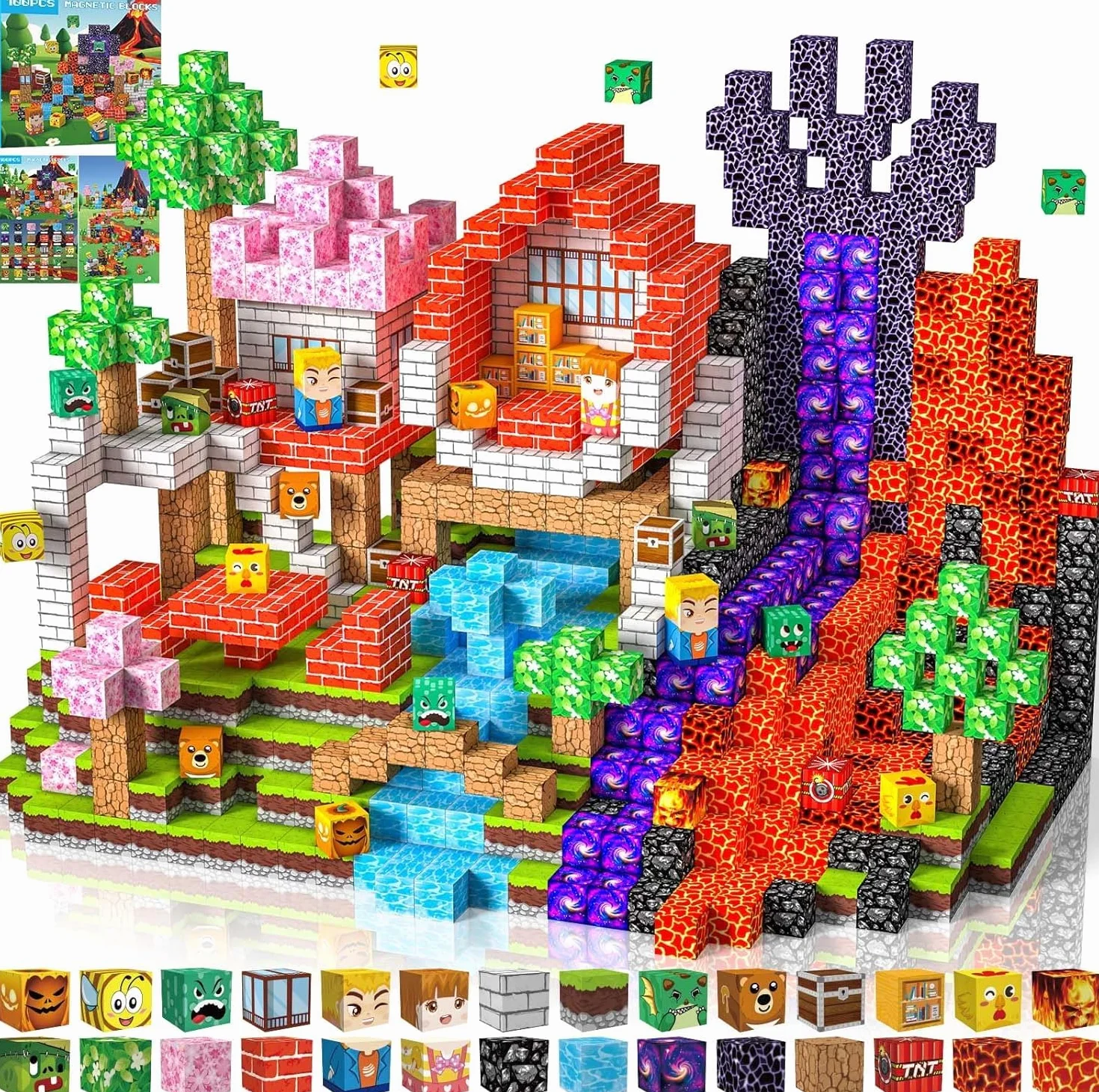 Magnetic Blocks 100 pièces 2CM Jeux Aimants Construction Enfant 3+ Ans Montessori