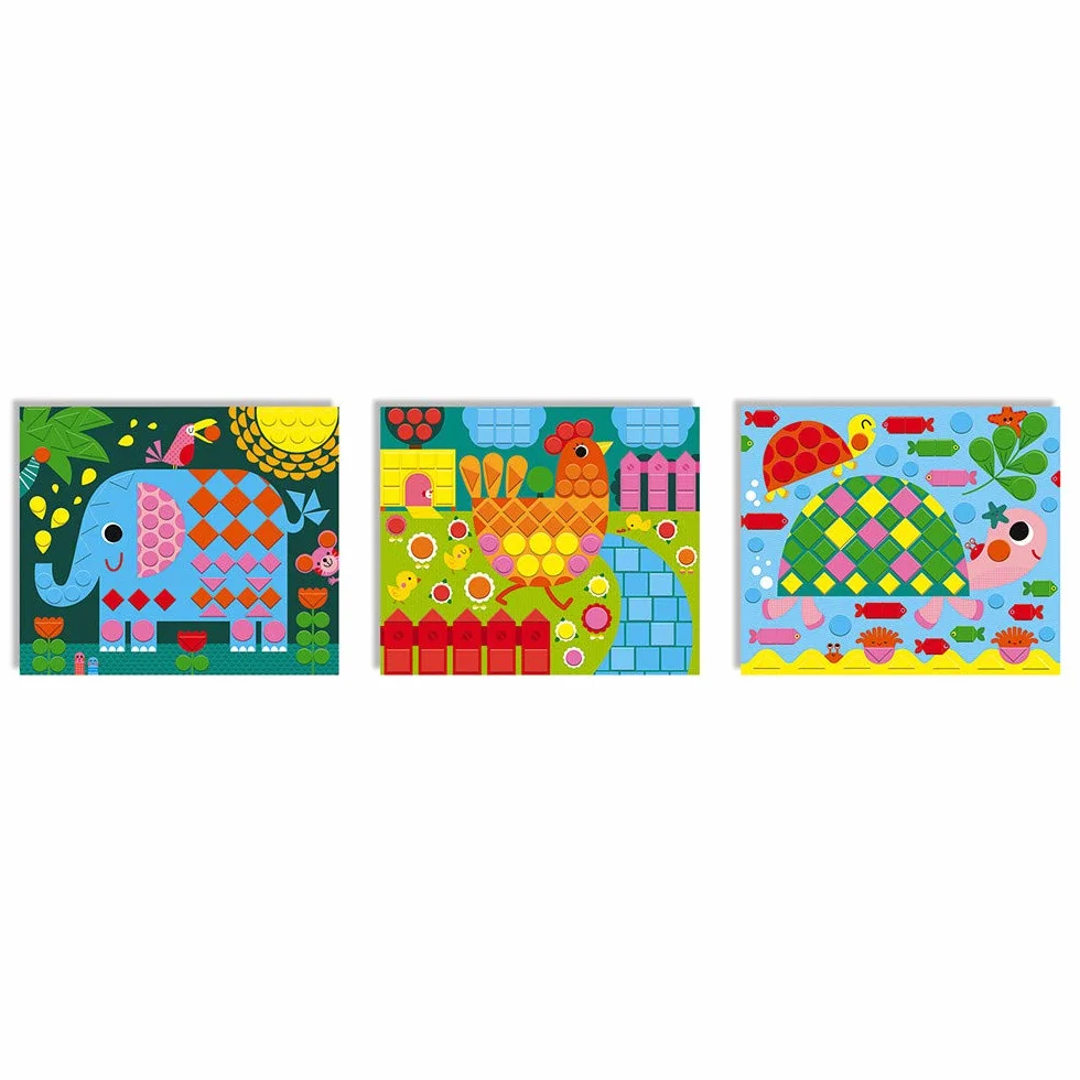 Janod Coffret Mosaïques en Mousse Animaux Les Ateliers du Calme Kit Loisir Créatif dès 3 ans