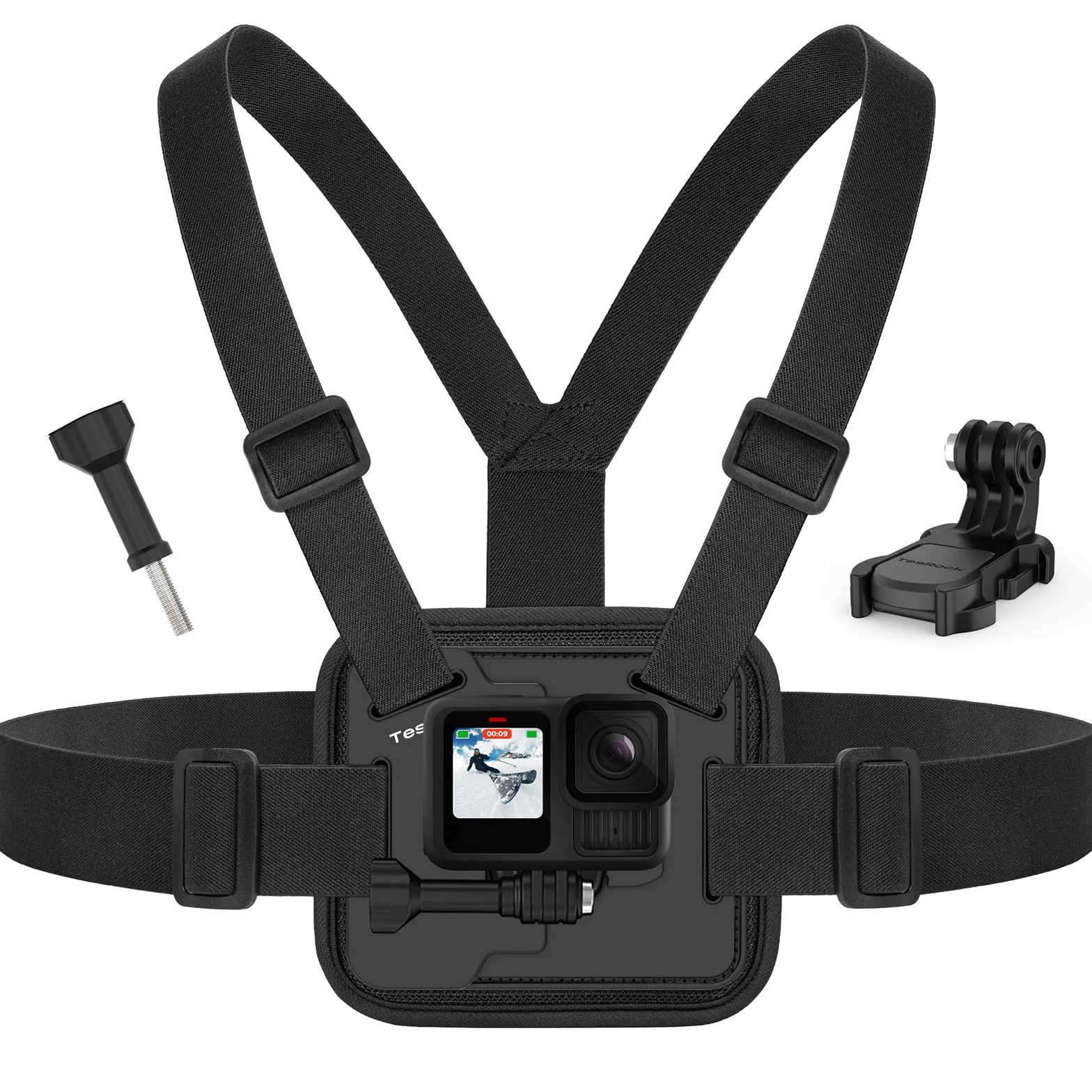 Harnais de Poitrine Compatible GoPro DJI Osmo AKASO Caméras d'action Fixation Chesty Noir