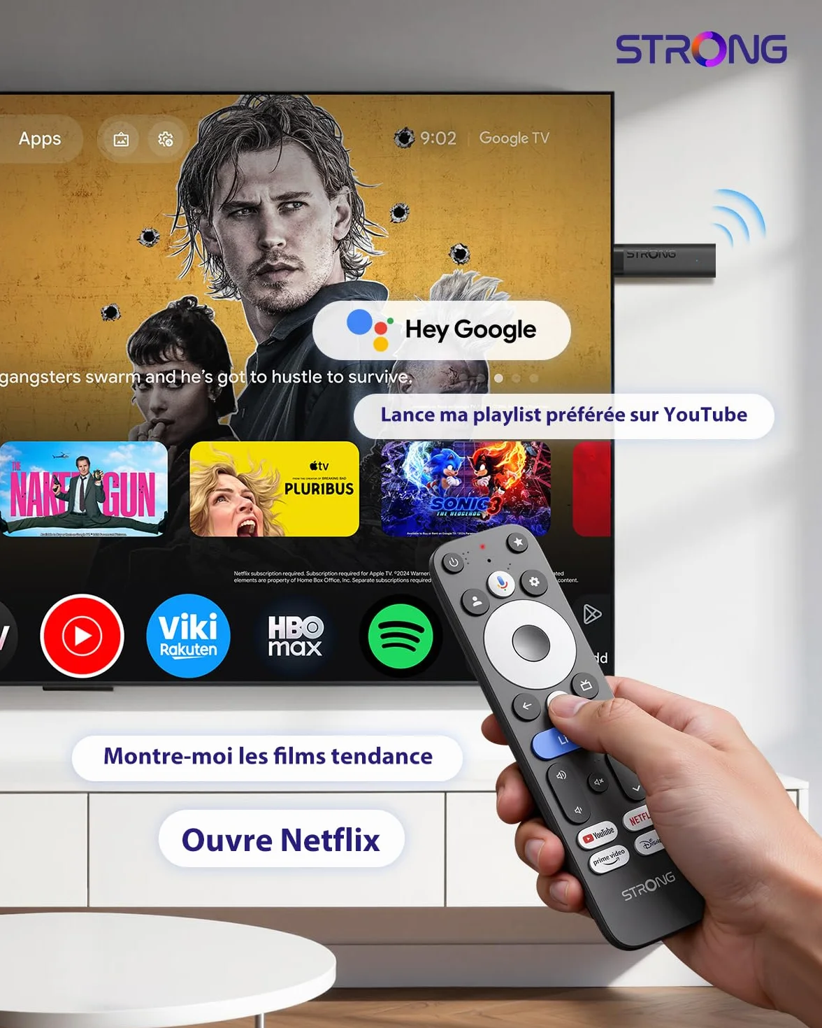 STRONG Leap-Nova-X TV Stick Android 14 2 Go RAM 32 Go ROM 4K UHD Dolby Vision HDR10+ Wi-Fi 6 Commande Vocale
