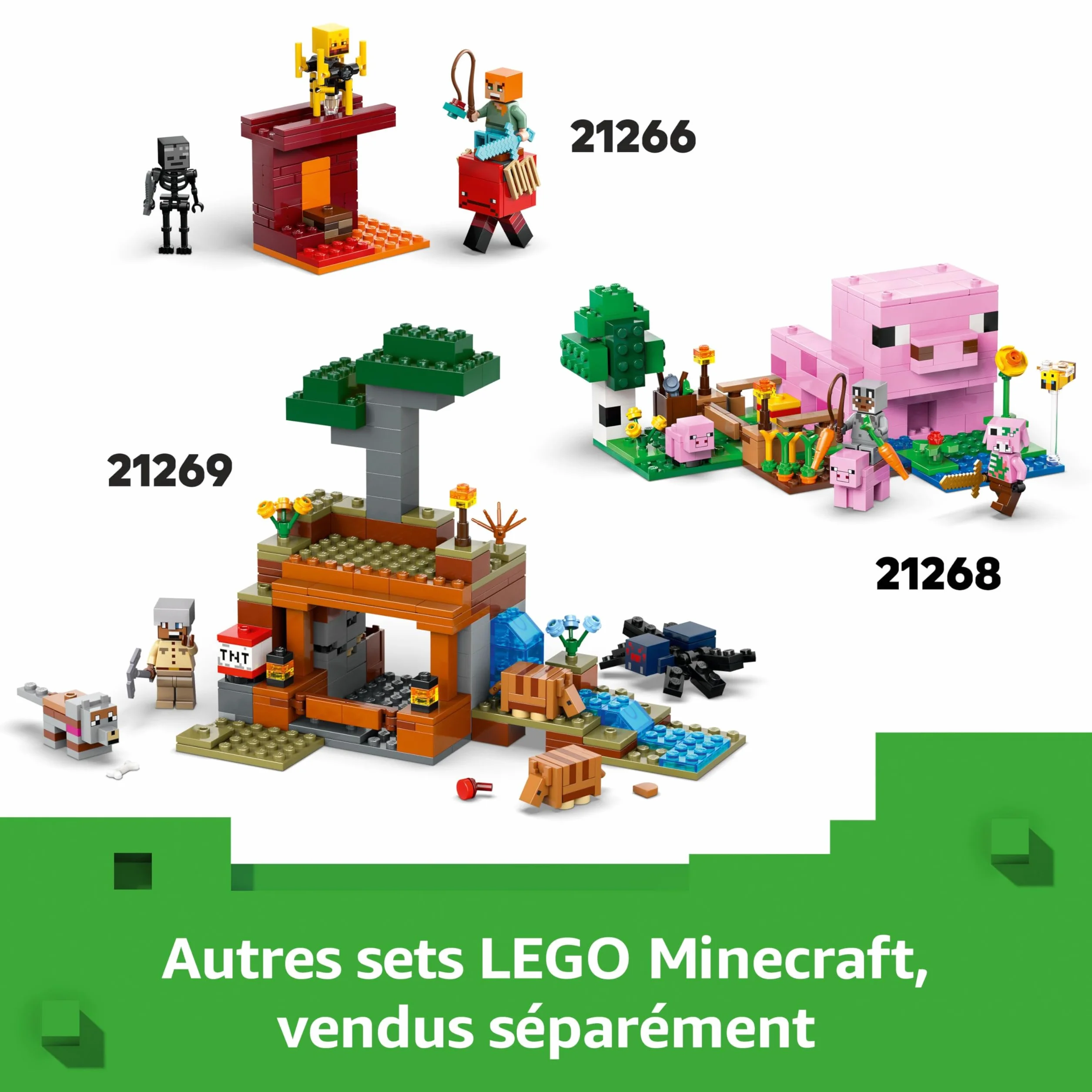 LEGO Minecraft La Patrouille d’Illageois du Désert 21267 Jouet de Construction Figurines Pillard Vindicateur Chevalier Cactus Cadeau 7 Ans