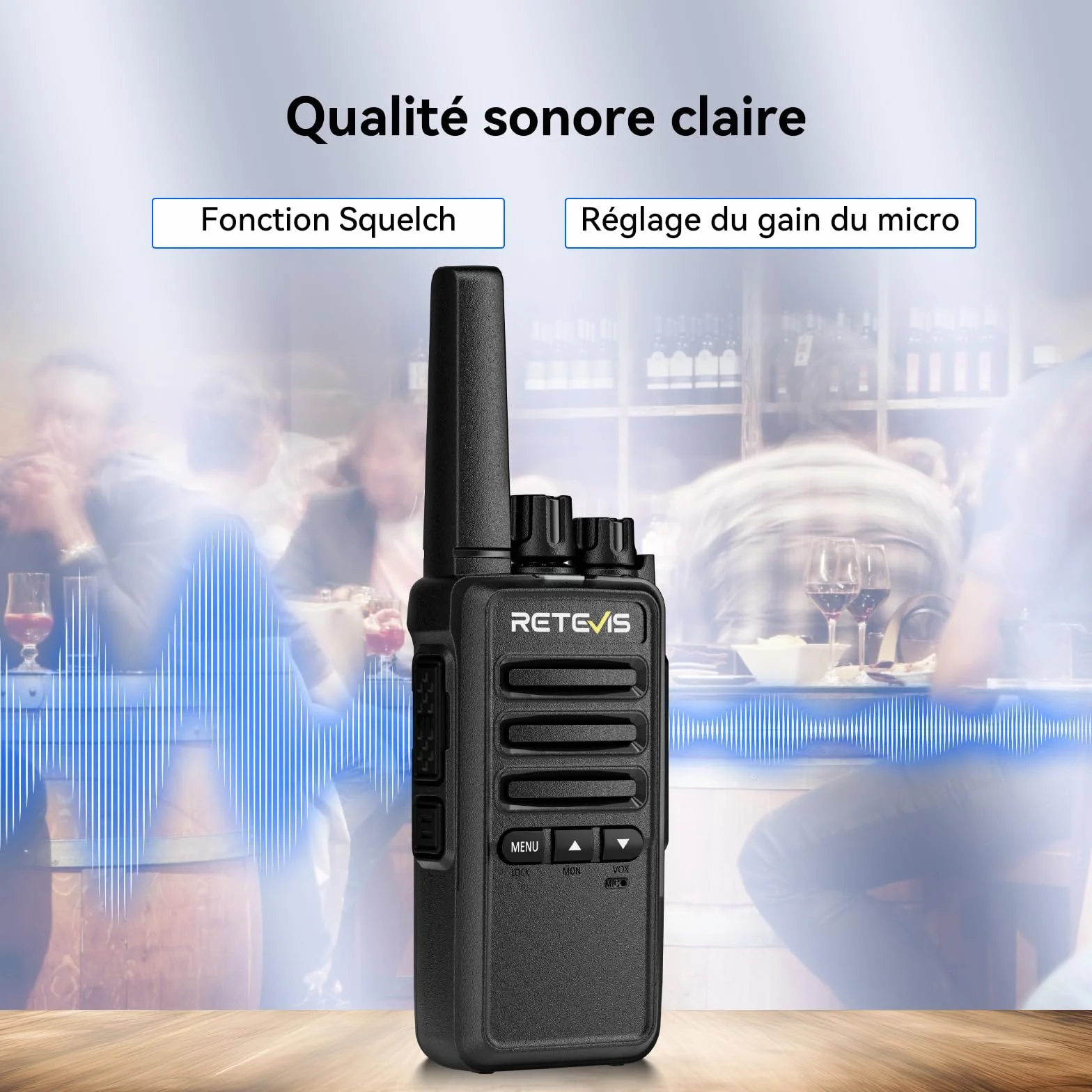 Retevis RT668B Talkie Walkie Longue Portée, PMR446, Lot de 6