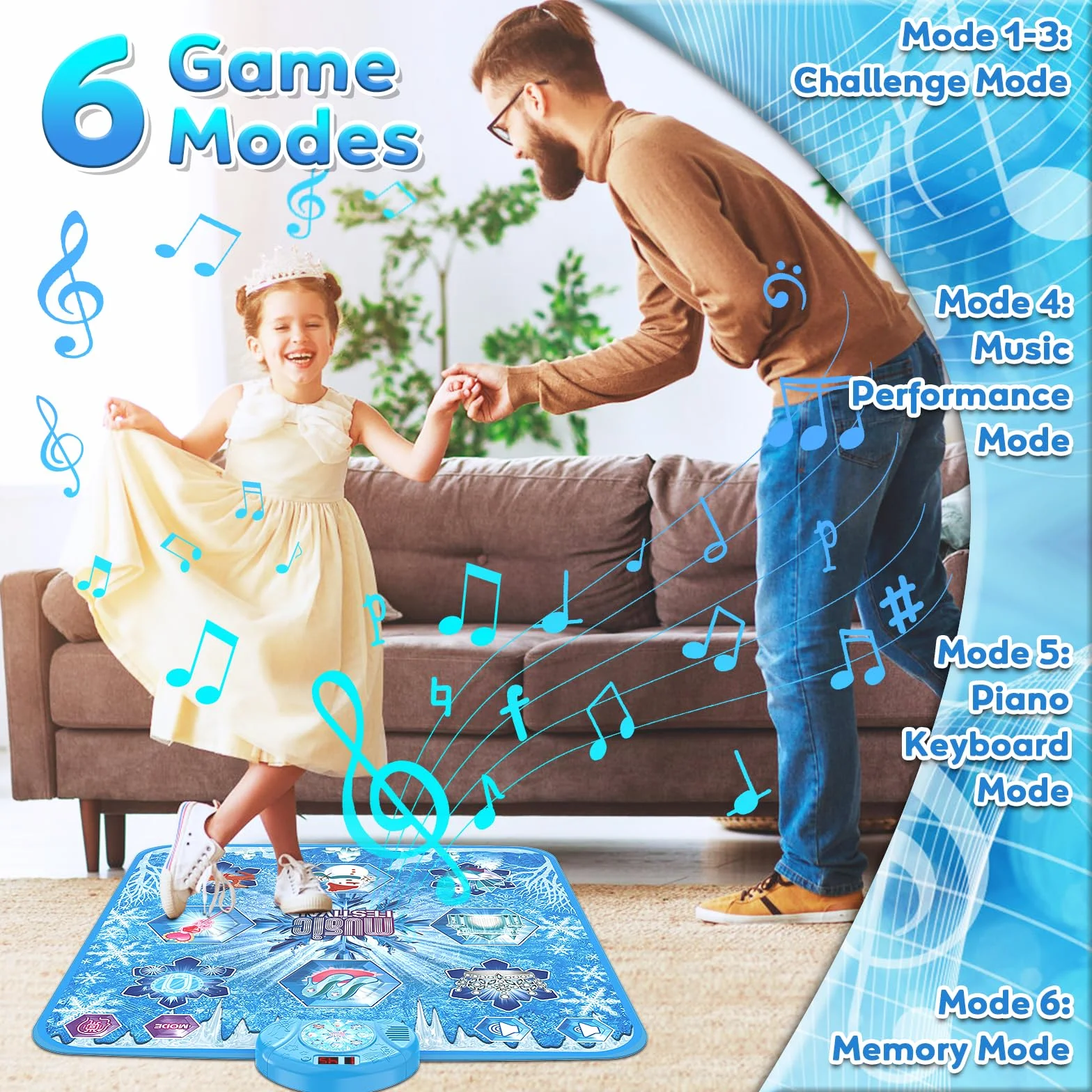 Tapis de Danse pour Enfants avec Musique LED 6 Modes Jeu Cadeau Noël Garçons Filles 3-9+