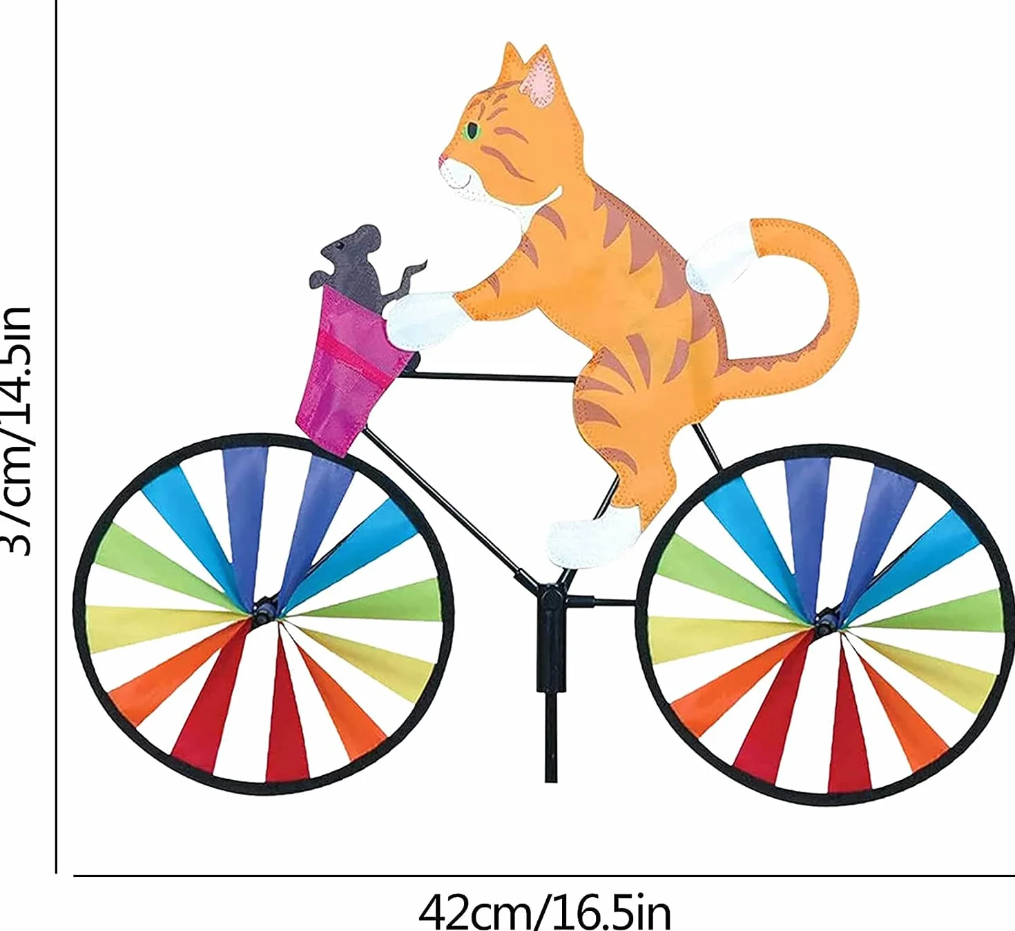 Lot de 3 moulins à vent vélo 3D chien chat décoration extérieure