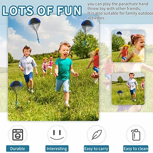 Skylety Jouet de Parachute pour Enfants Volant Extérieur sans Enchevêtrement Bleu Noir
