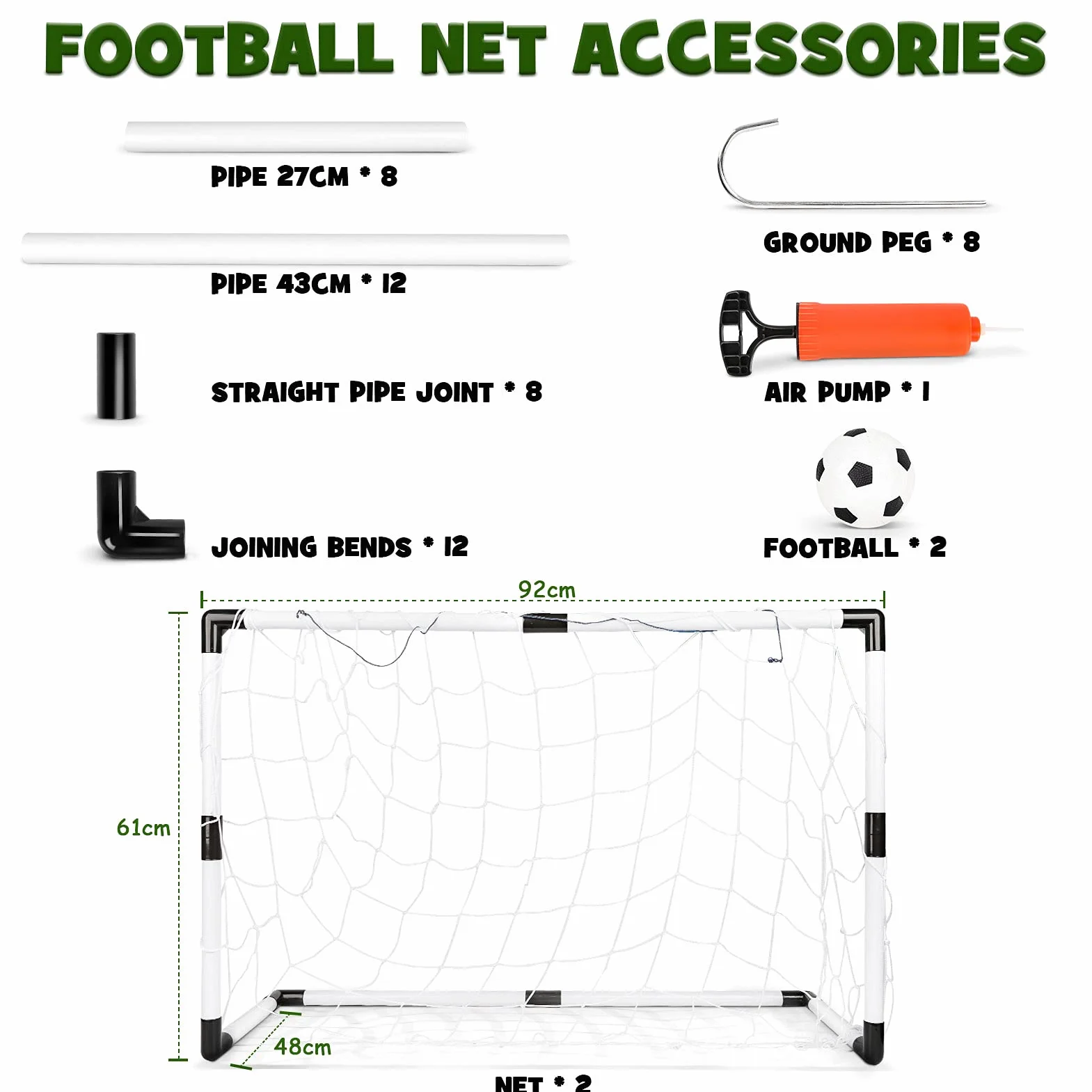 Cage de Football Lot de 2 Buts avec Balle, Jouet Sport Extérieur Intérieur
