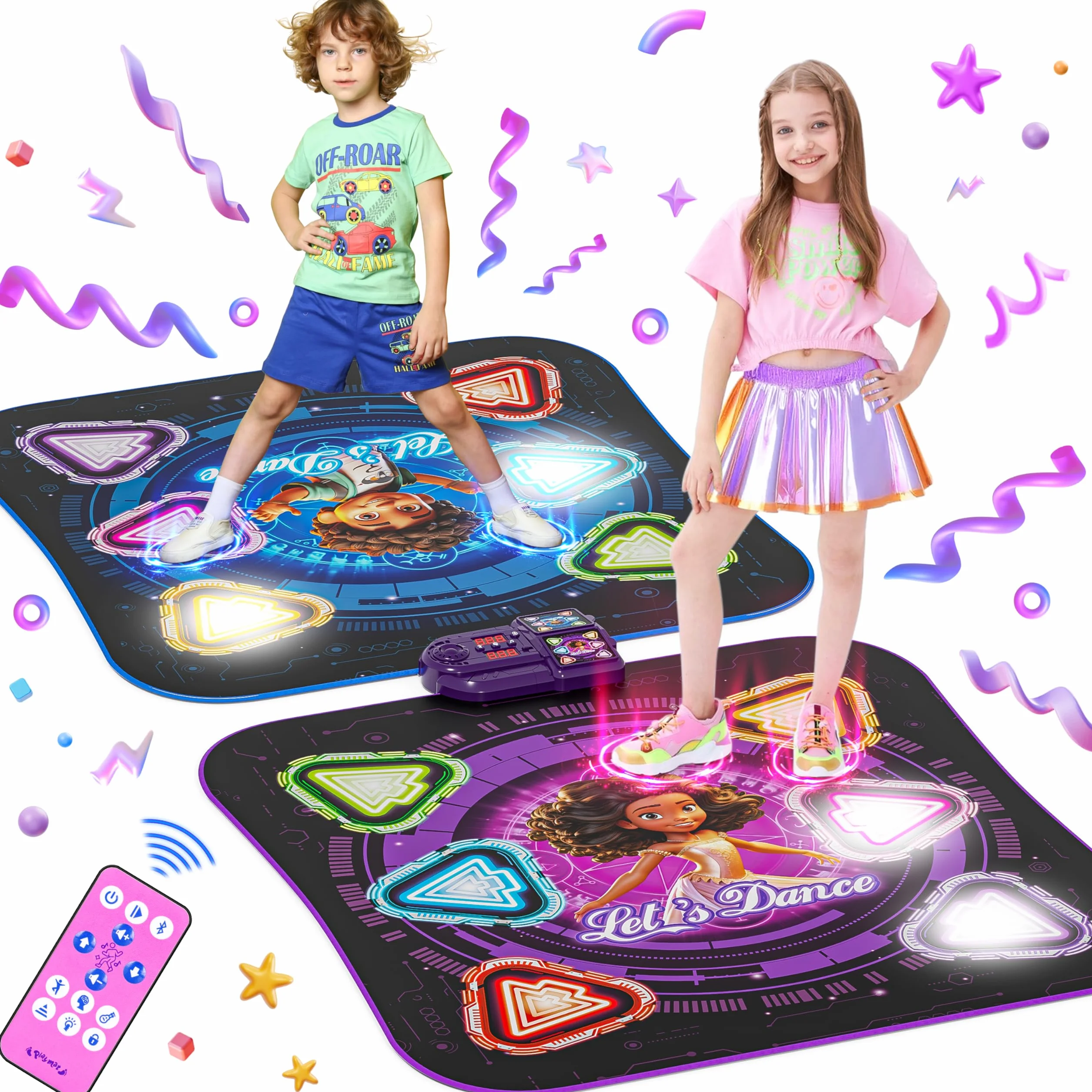 Tapis de Danse Musical Bluetooth 12 Boutons Lumineux pour Enfants 3-12 Ans