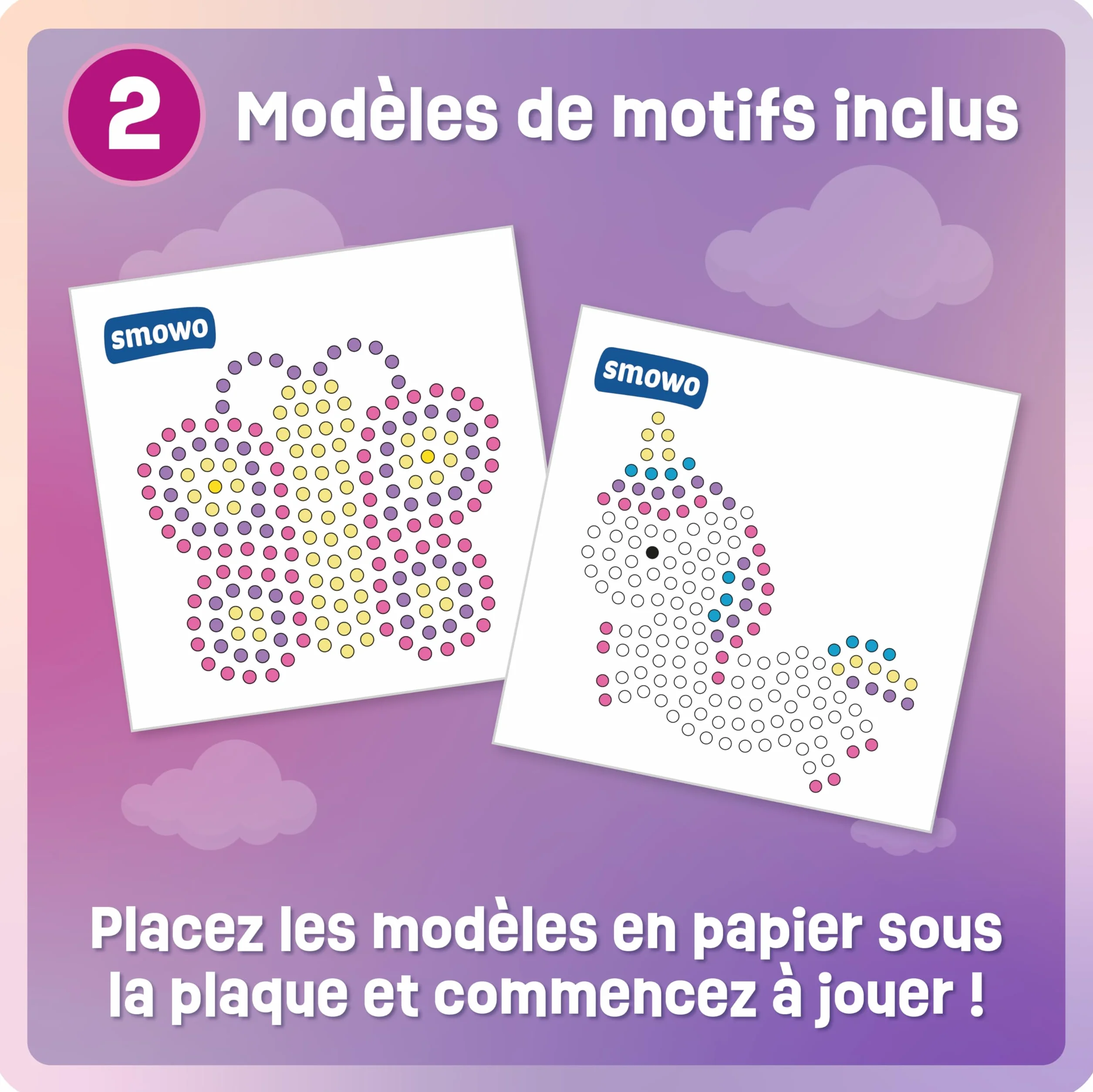 Smowo Kit de Perles à Repasser 10 mm avec Plaques Licorne et Papillon - Kit Créatif Grandes Plaques Maxi