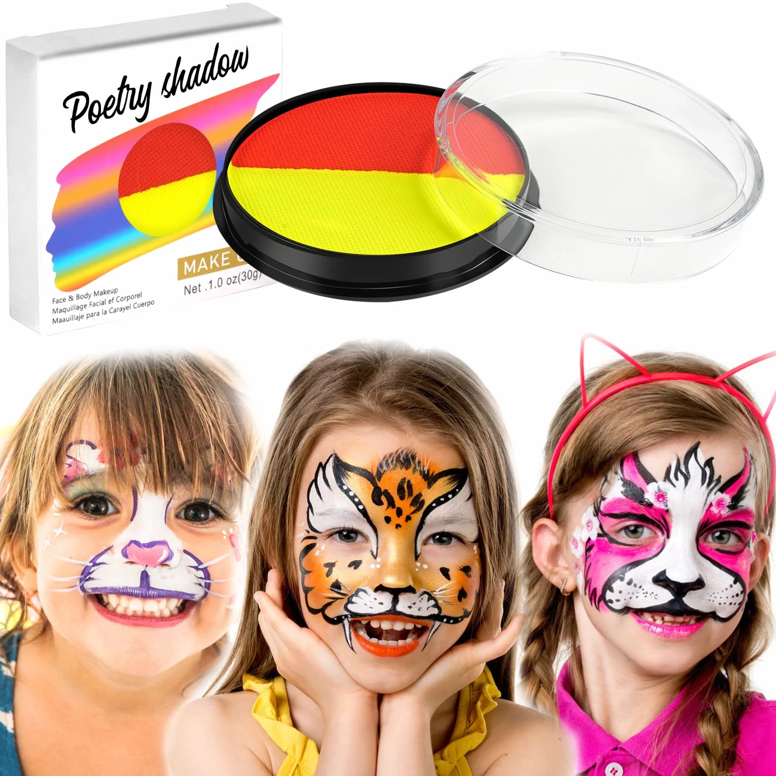 LOPHE Maquillage Fard Aquarellable Pot Peinture Visage Corps 30g Jaune Orange