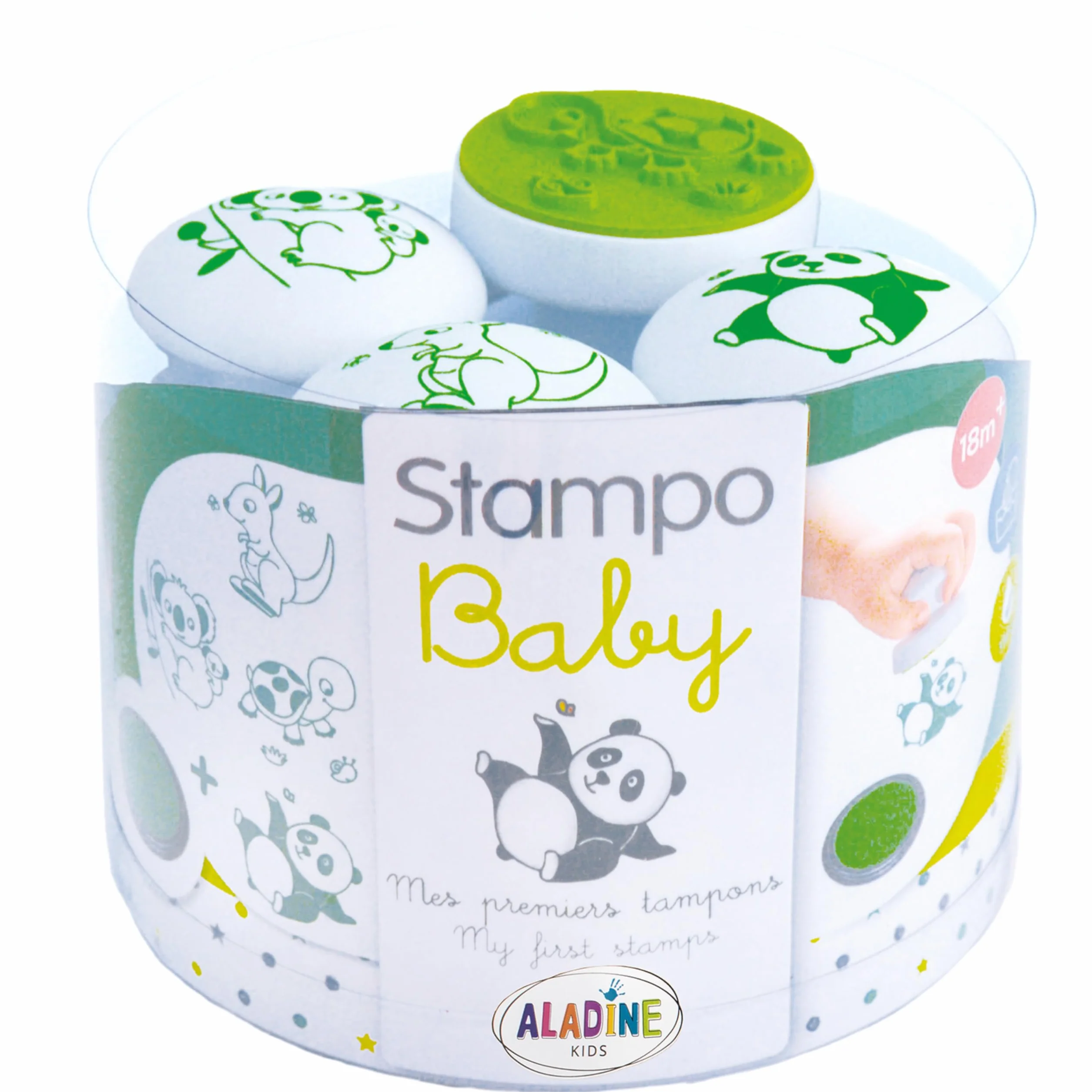 Aladine Stampo Baby 4 Tampons Animaux avec Encreur, Encre Lavable, Activité Manuelle Enfant 2 Ans