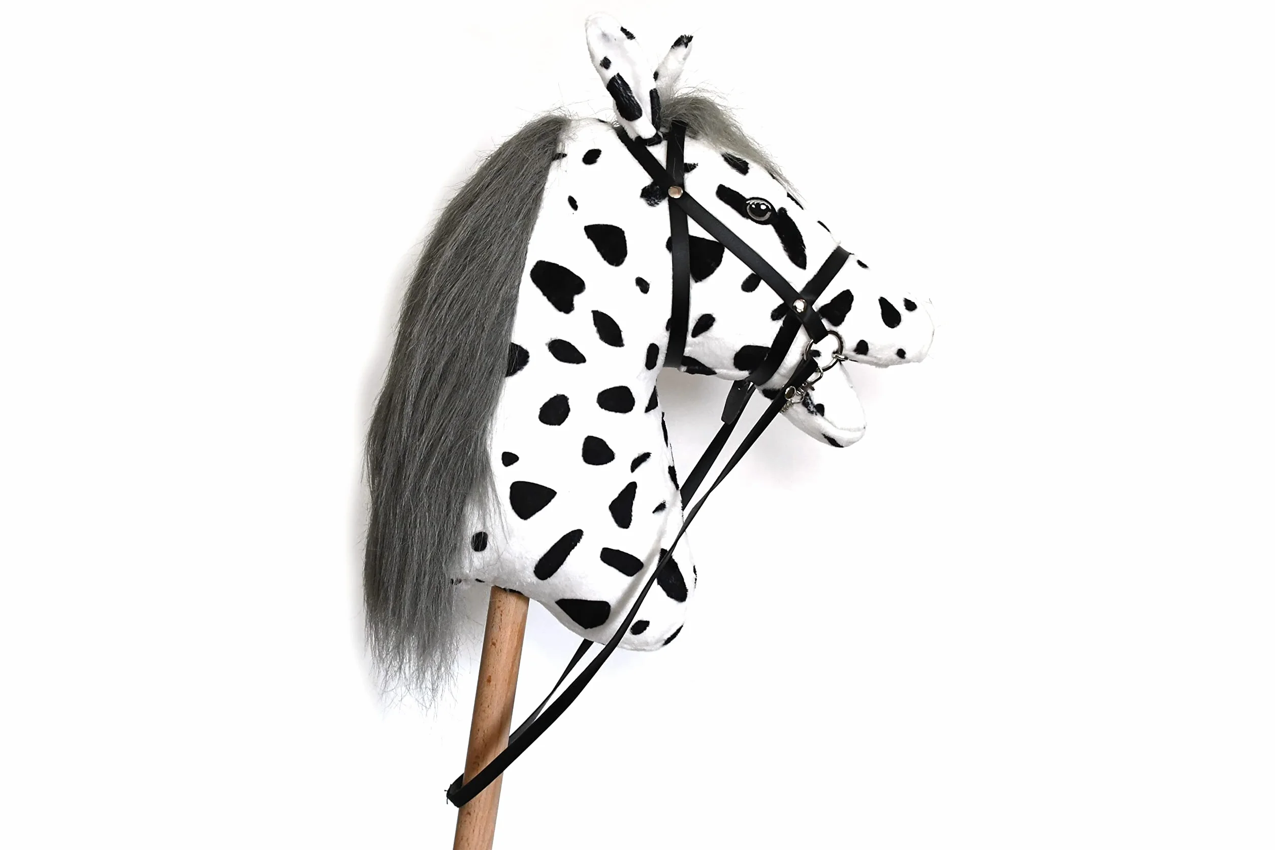 Hobby Horse Blanc pour Enfants et Adolescents - Cheval bâton avec Filet, Rênes, Bonnet et Licol