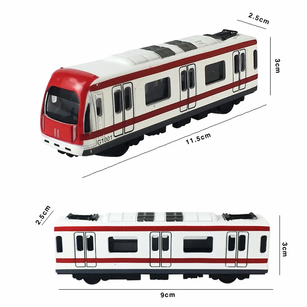 Modèle de Train en Alliage 1/64 Échelle Métro ToysPlay, 4pcs Set Blanc Rouge