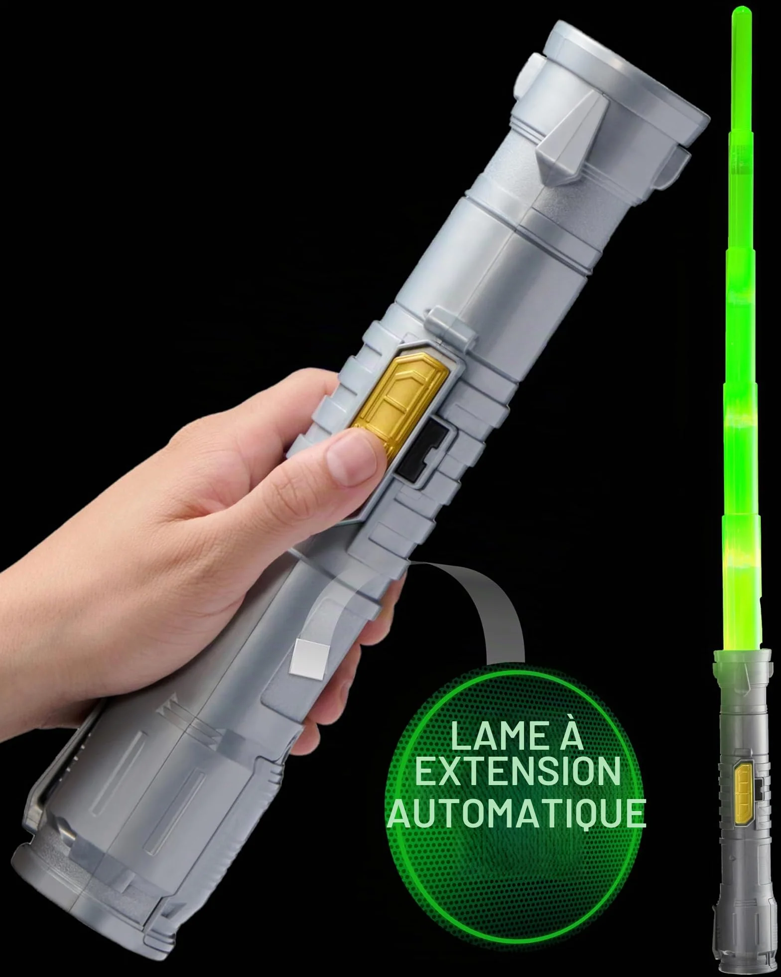 Sabre Laser pour Enfants Extensible Rétractable Automatiquement 30cm 89 cm Lumineux Réaliste Vert