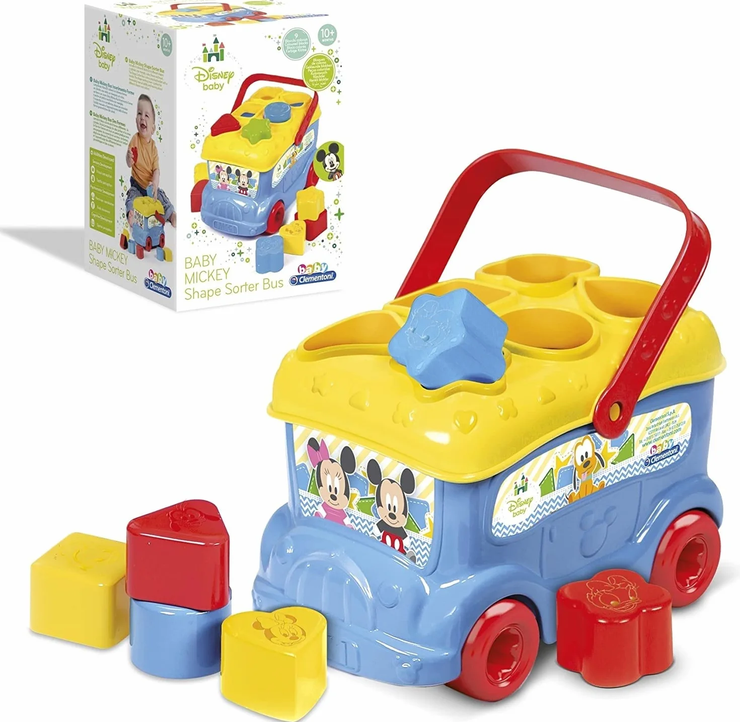 Clementoni Bus des Formes Mickey Mouse Jouet d'Éveil Formes et Couleurs 10 Mois+