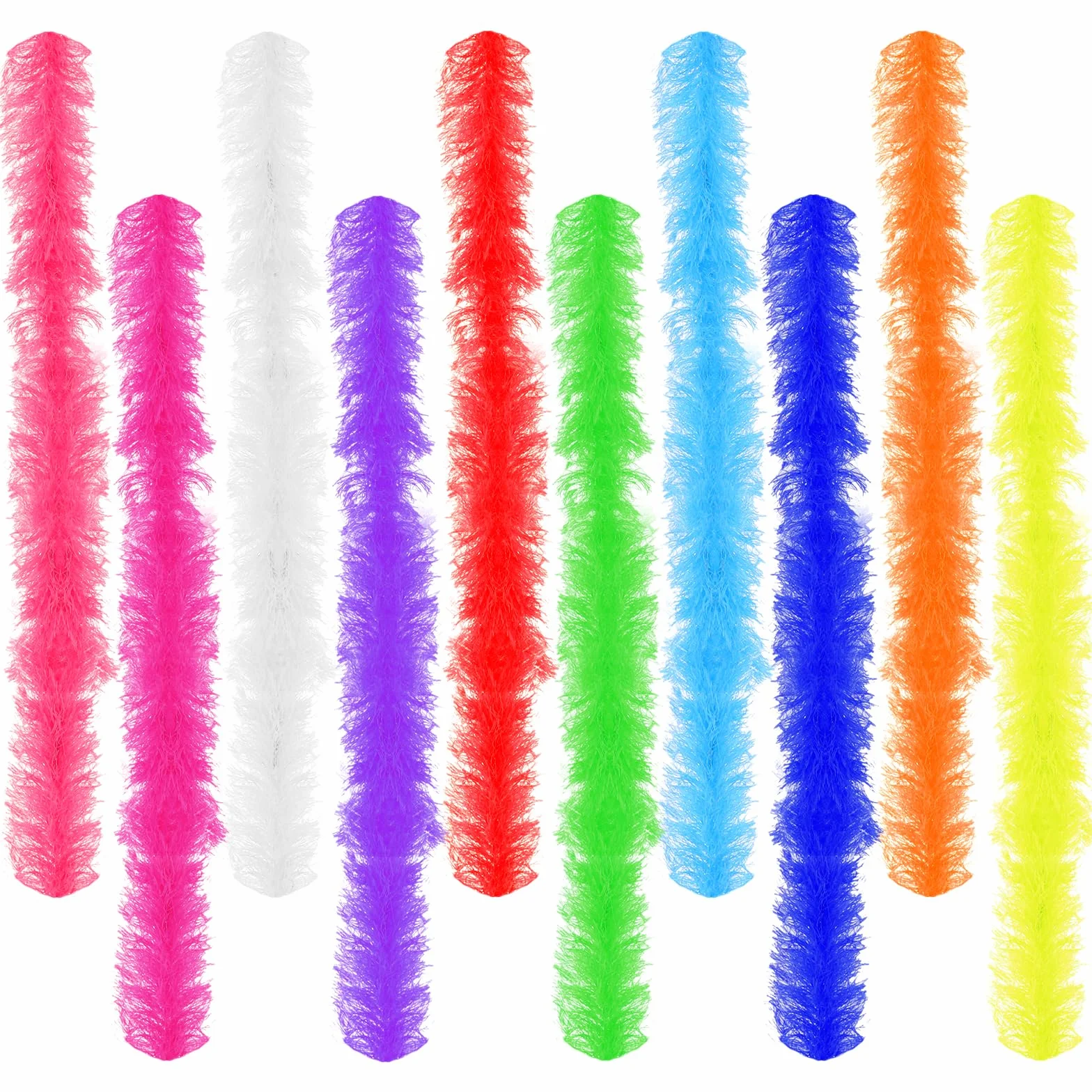 Boas en plumes artificielles colorées 1,5 m lot de 10 pour femme Halloween mariage Noël