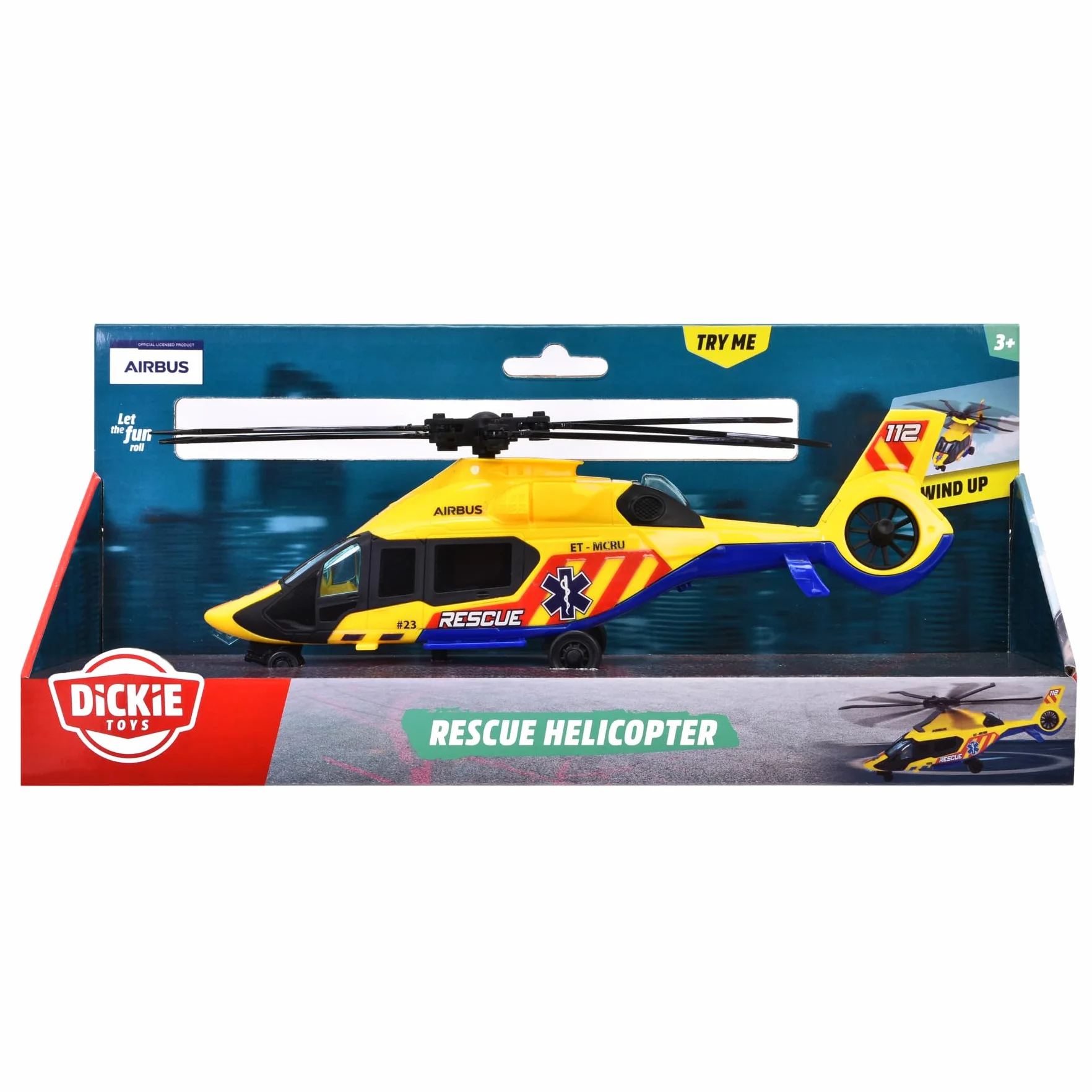 Dickie Toys Hélicoptère de Sauvetage Airbus H160 Jouet 23 cm Jaune
