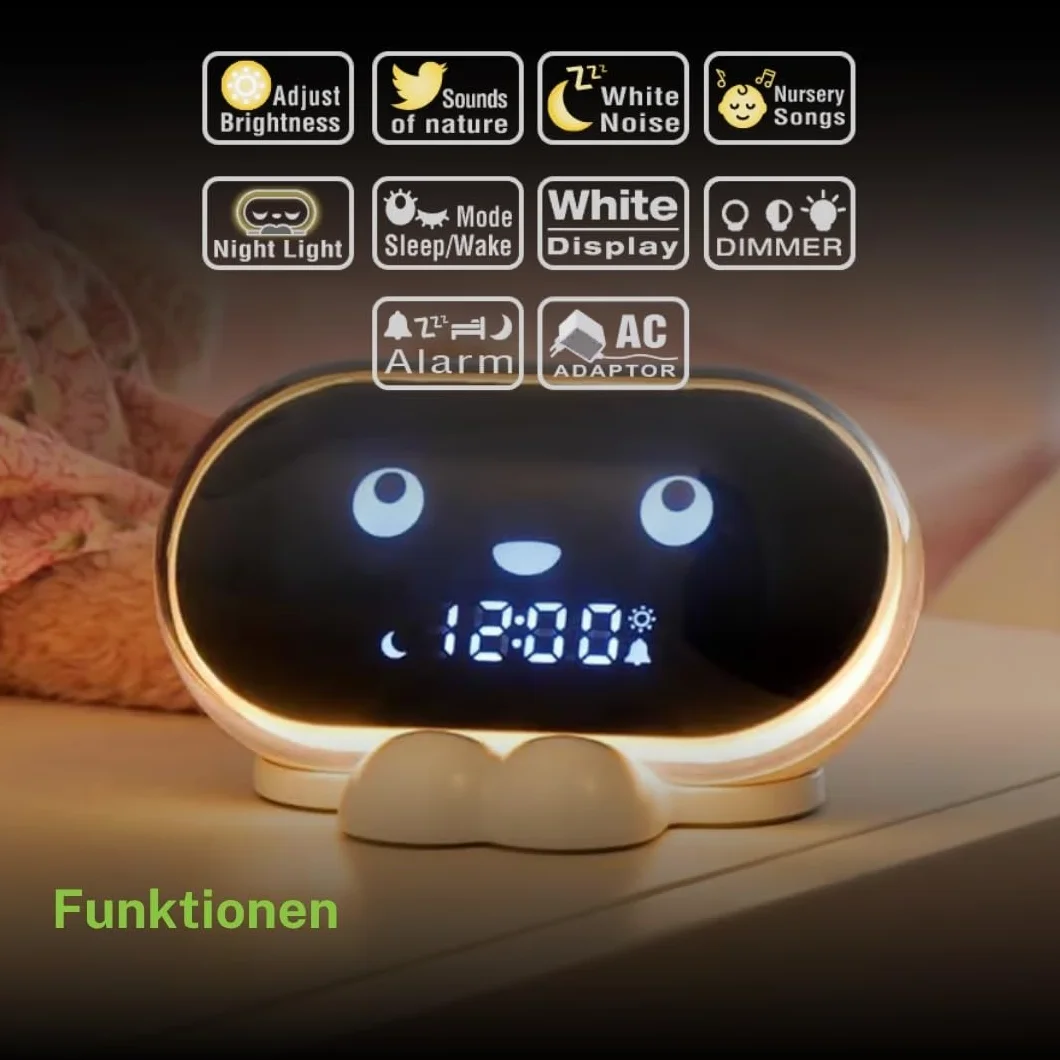 Muse M-16 Radio-réveil LED 0,5" avec dimmer, expression faciale, réveil progressif